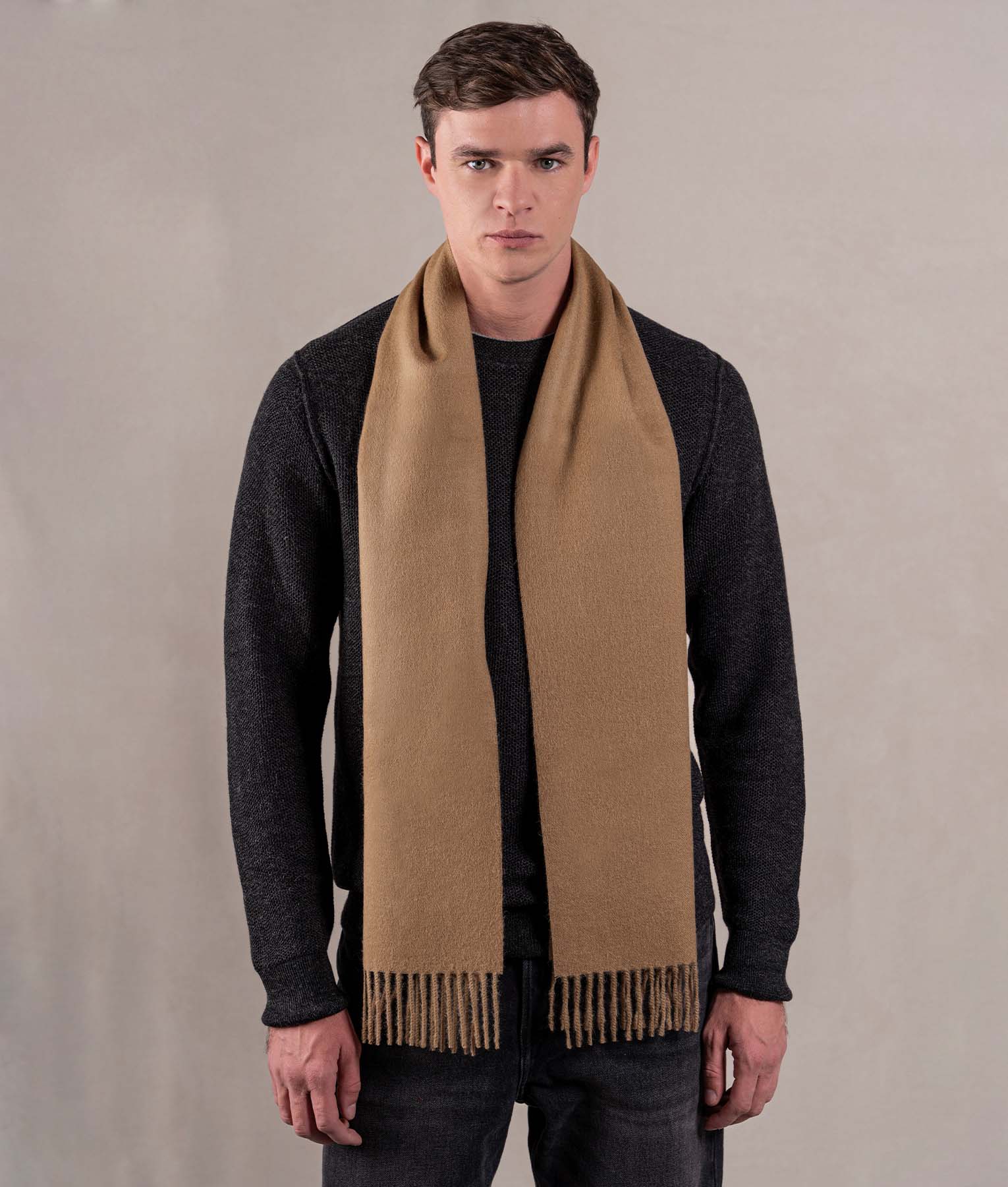 Long Brushed Scarf - Donkey Brown