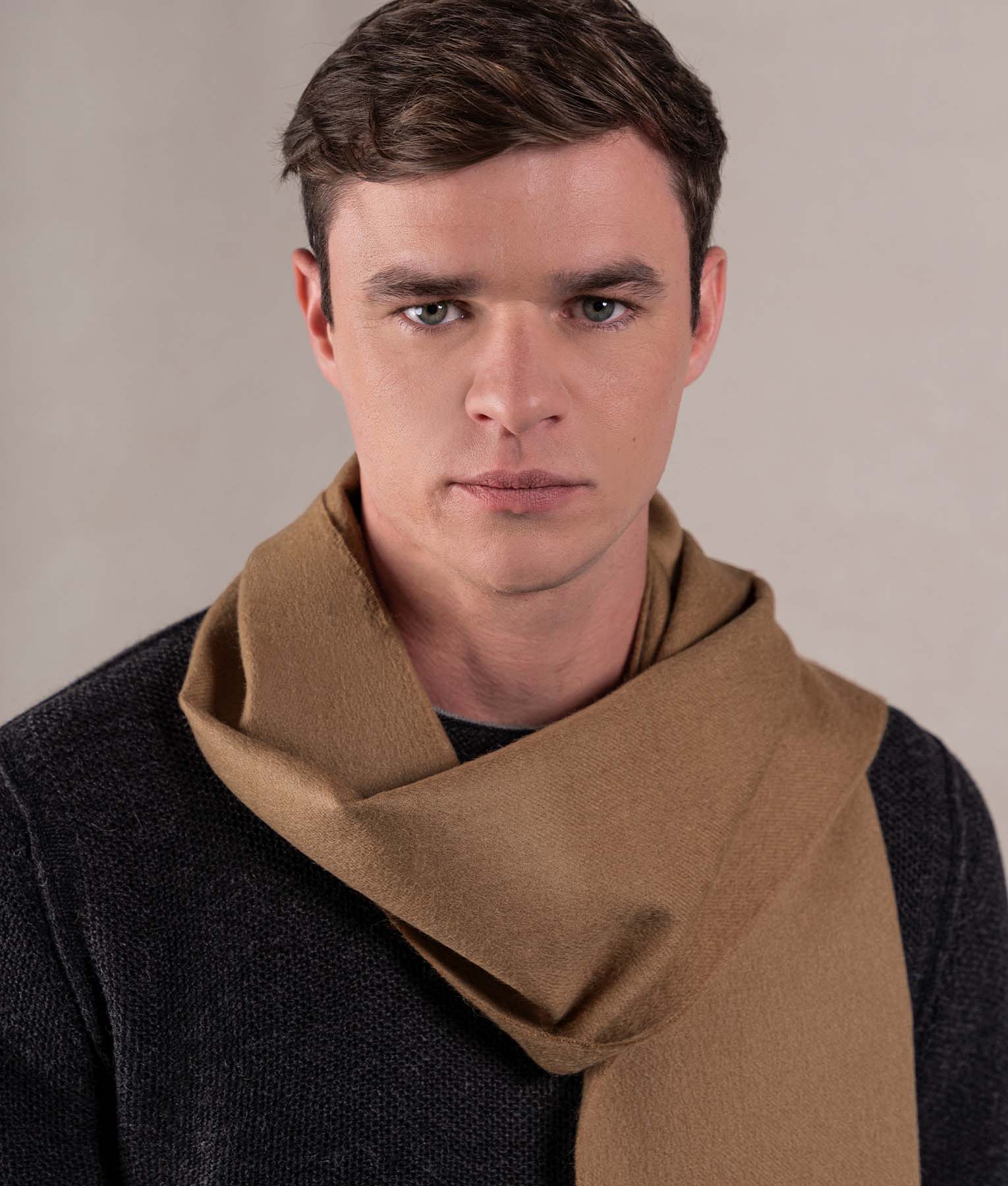 Long Brushed Scarf - Donkey Brown