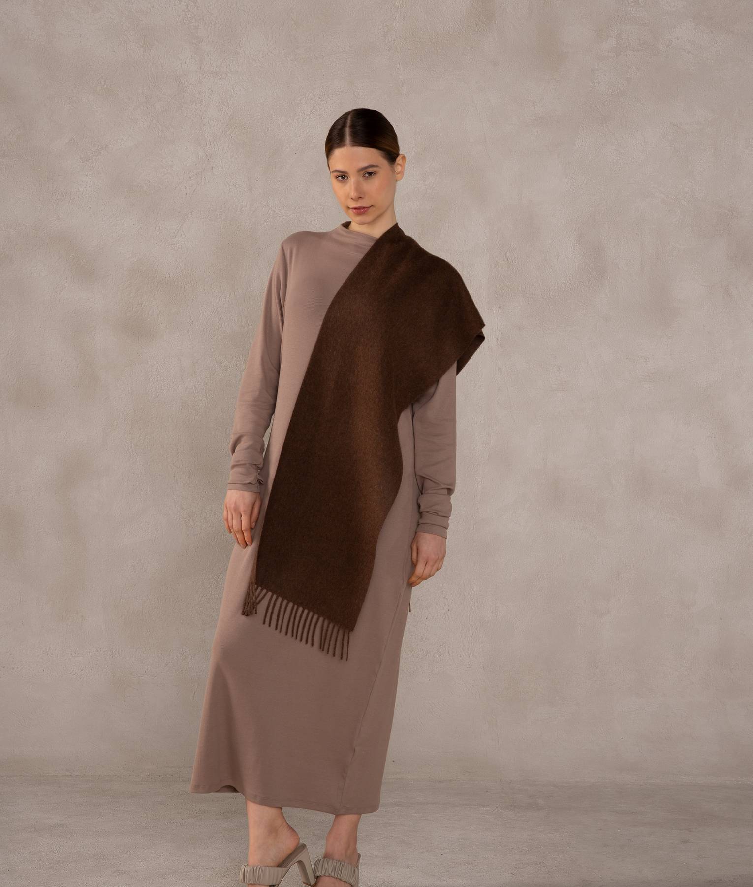 Long Brushed Scarf - Fondue Fudge