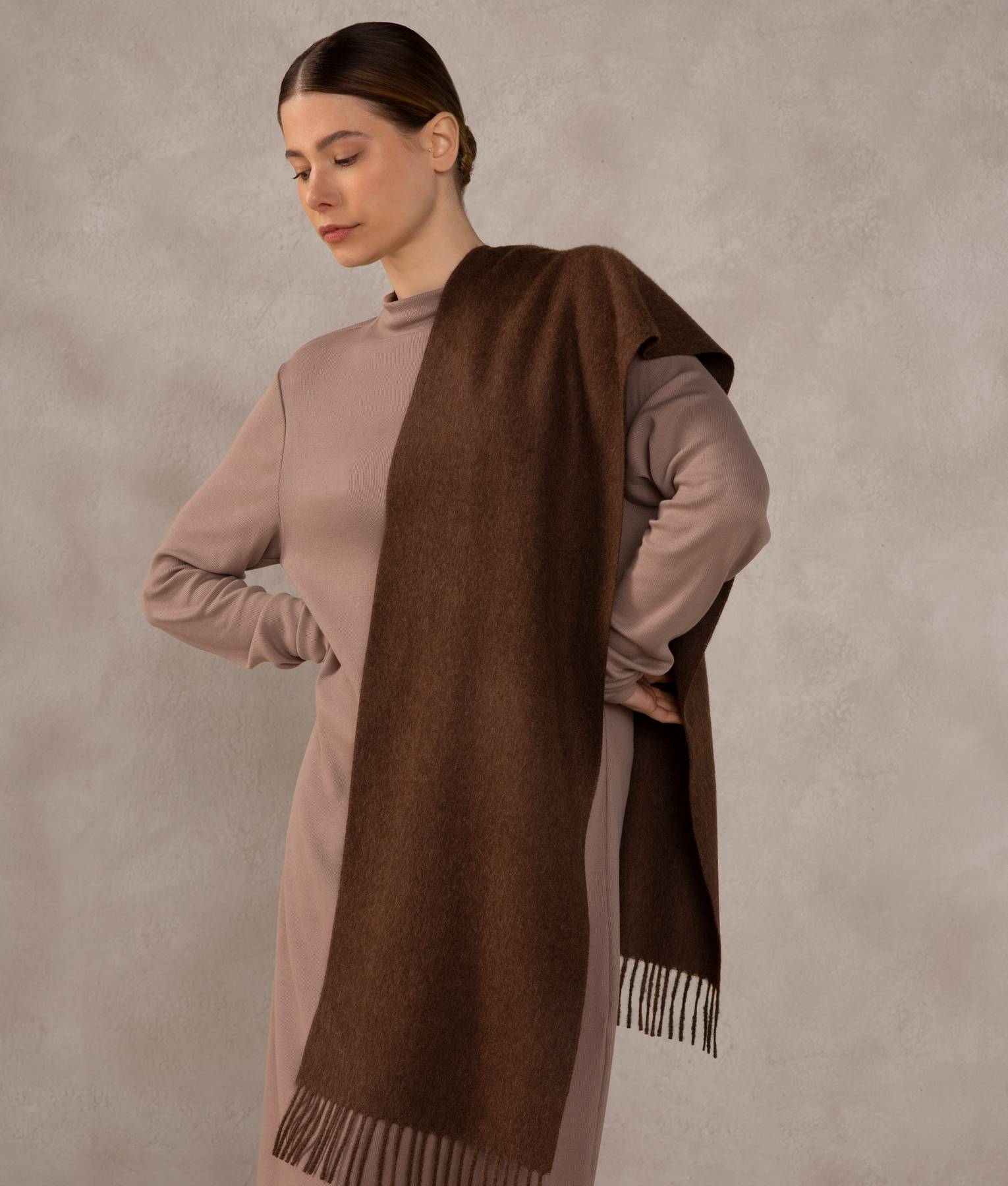 Long Brushed Scarf - Fondue Fudge