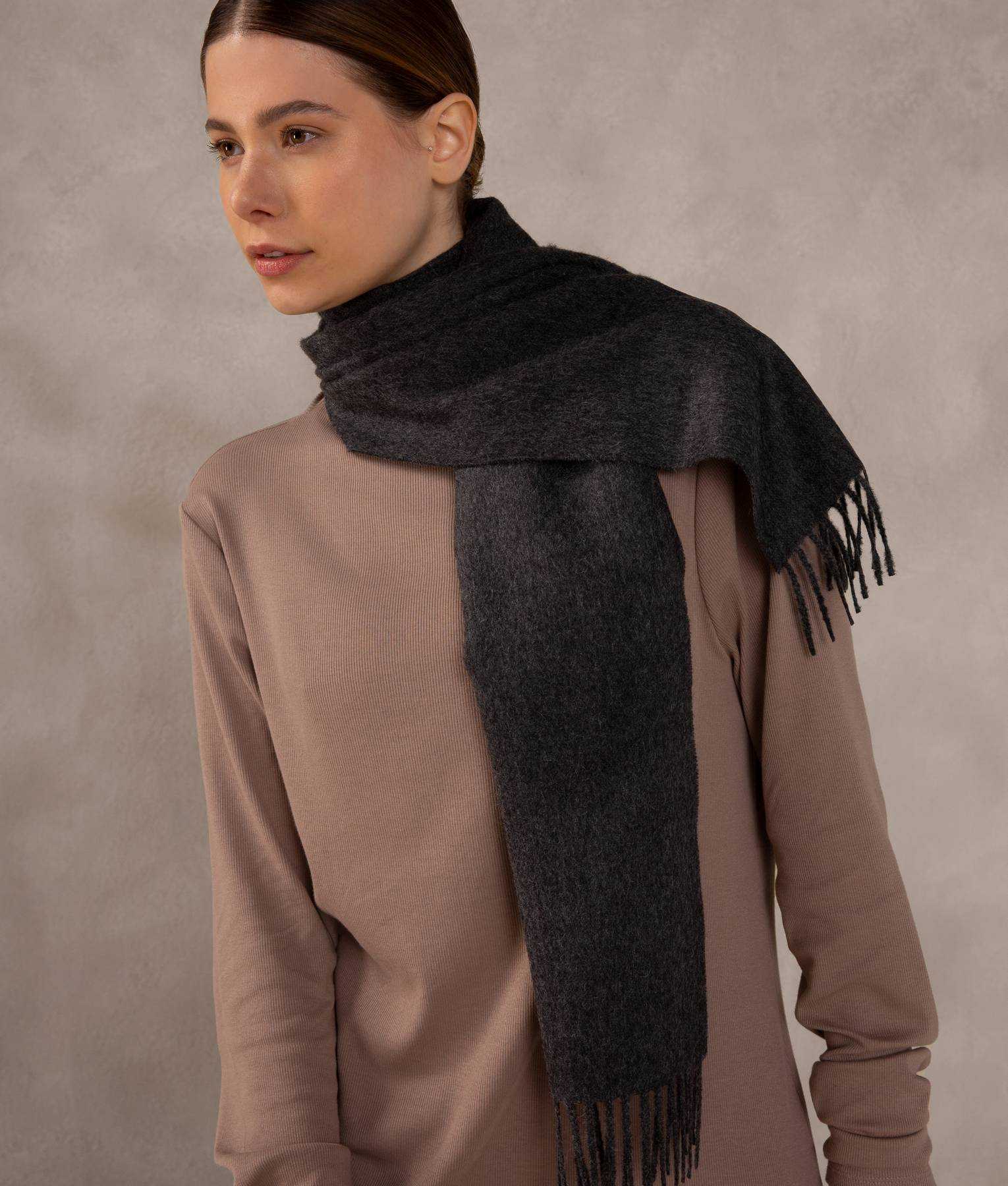 Long Brushed Scarf - Black Oyster