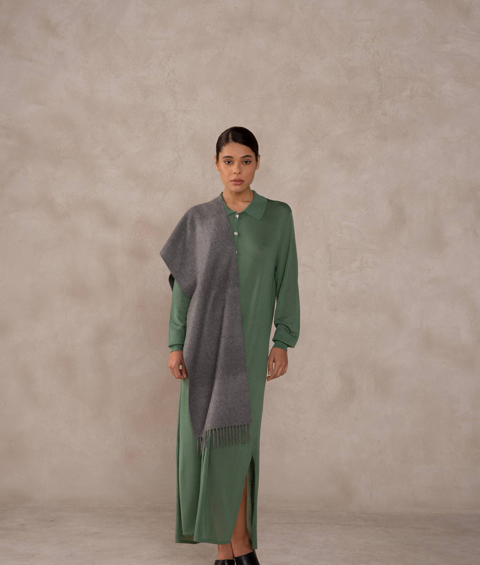 Long Brushed Scarf - December Sky Grey