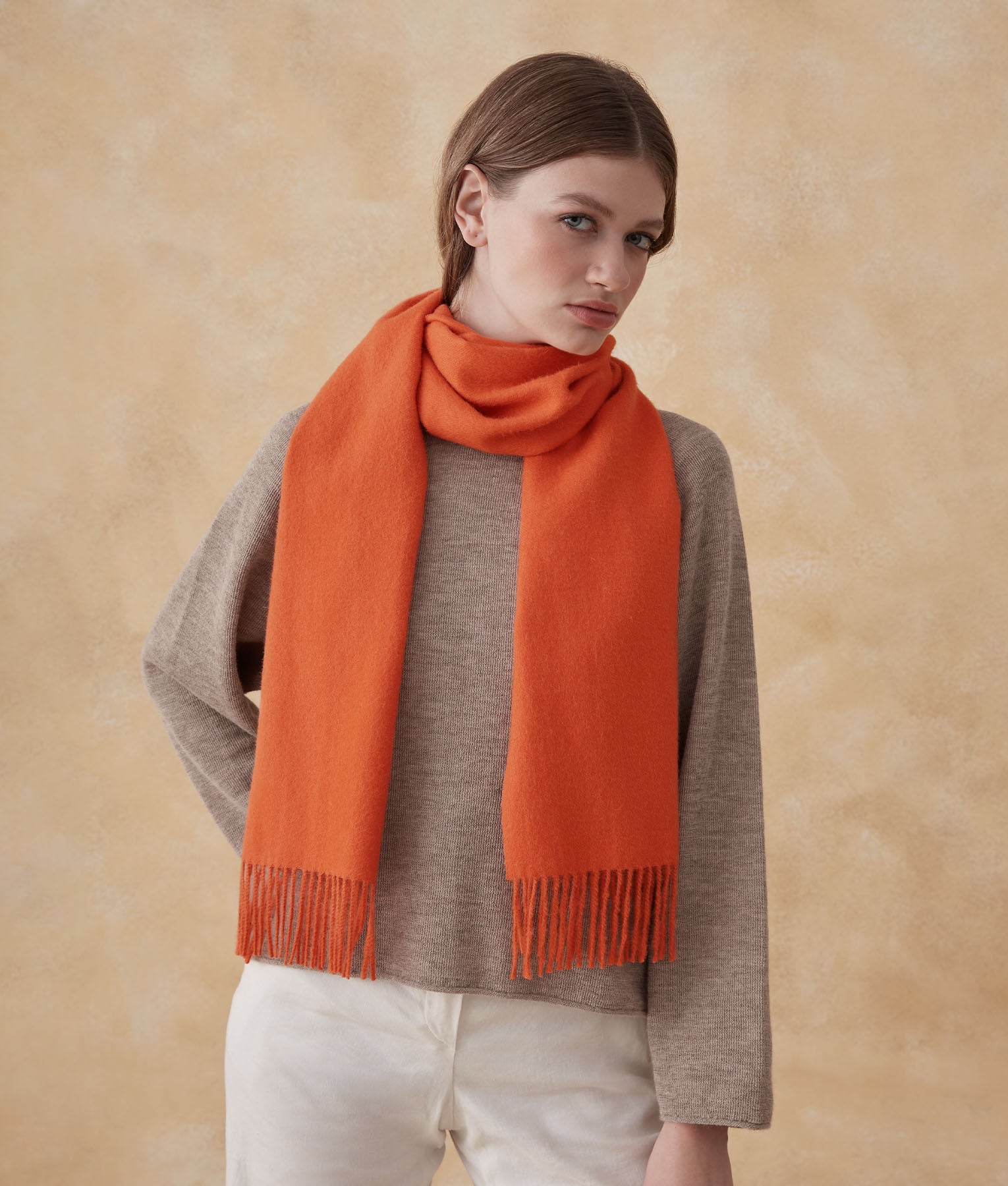Long Brushed Scarf - Koi Orange