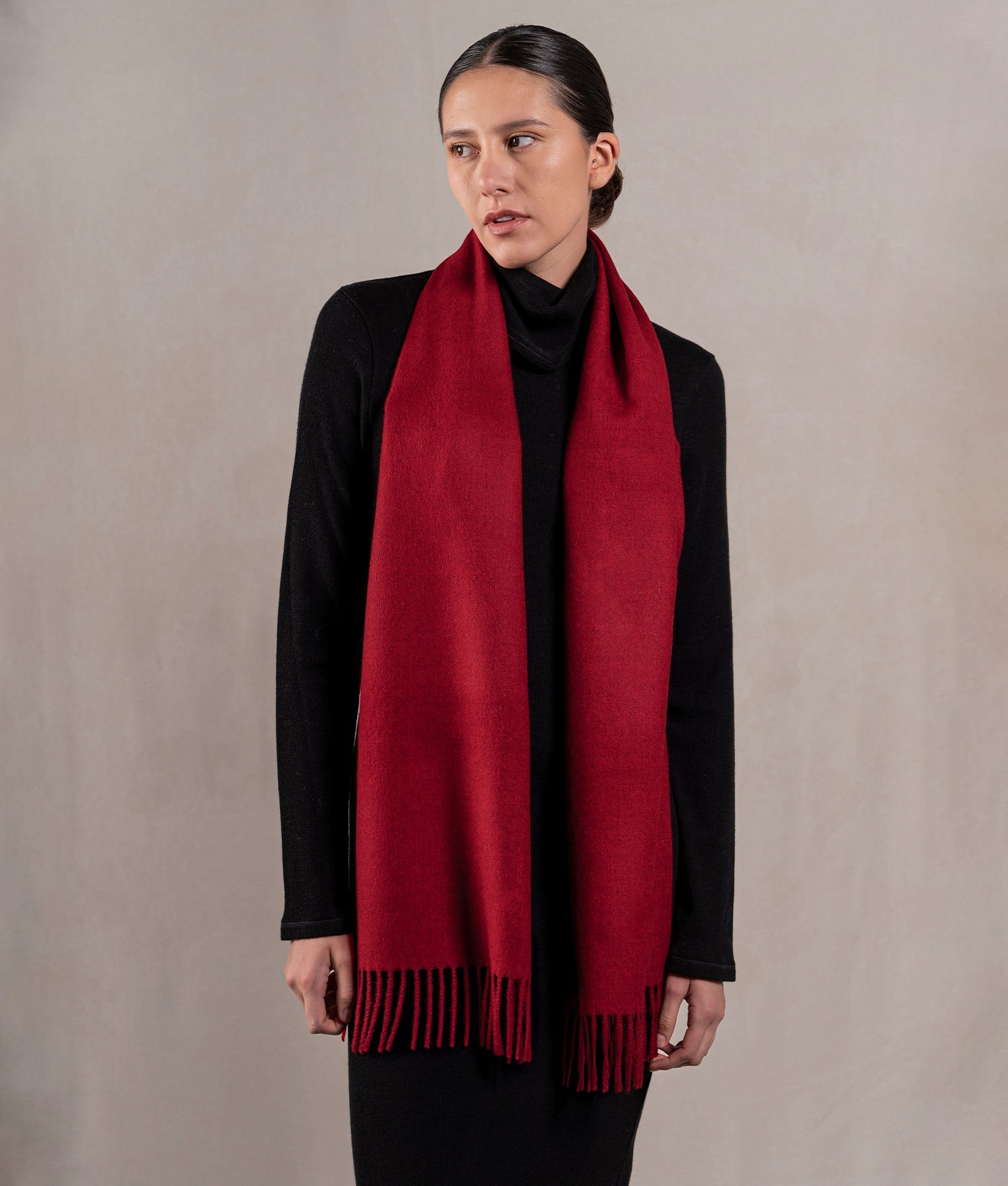 Long Brushed Scarf - Pompeian Red