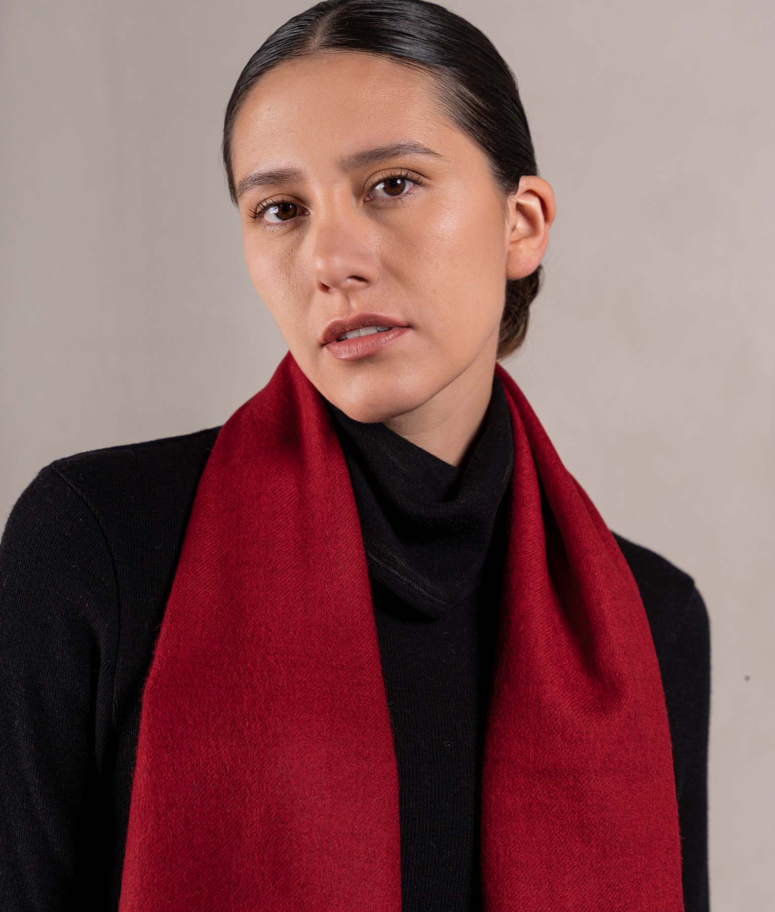 Long Brushed Scarf - Pompeian Red
