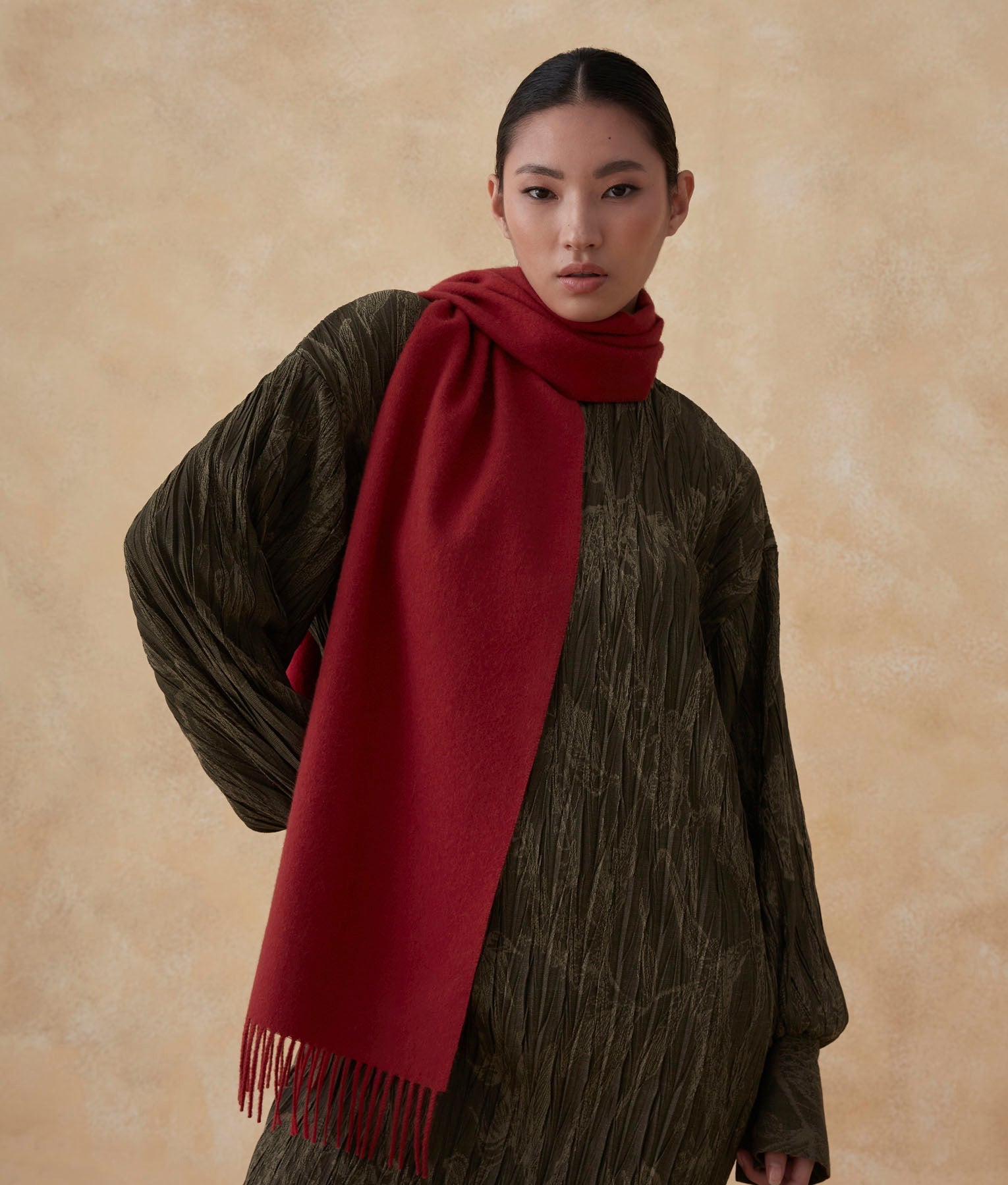 Long Brushed Scarf - Scarlet Smile