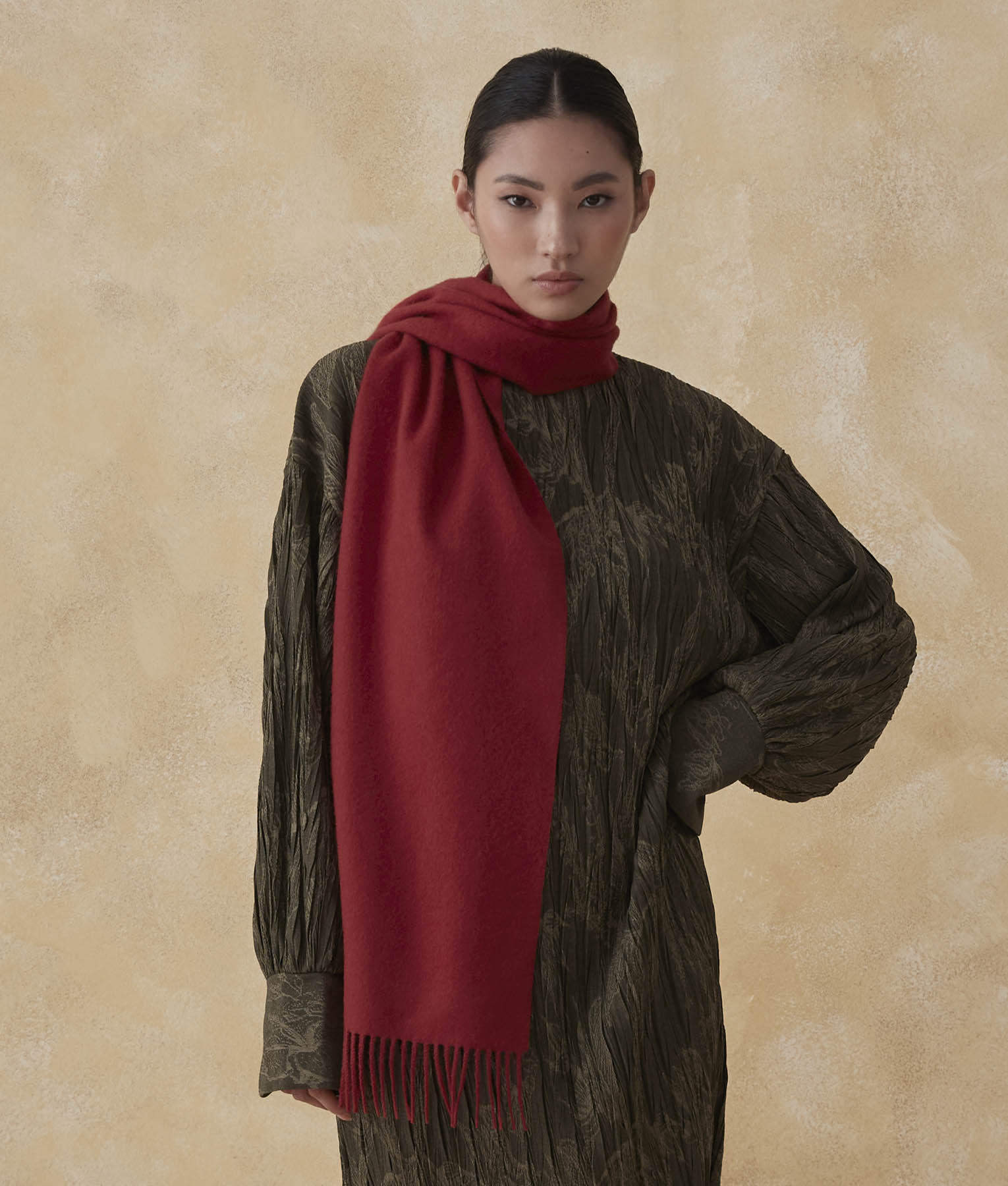 Long Brushed Scarf - Scarlet Smile