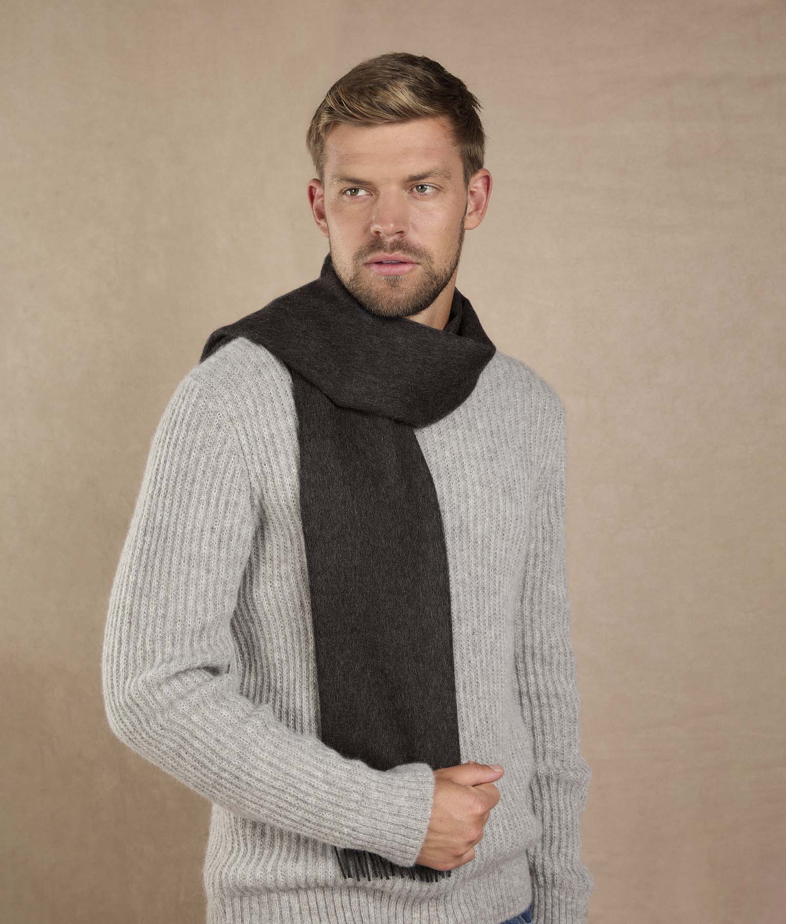 Long Brushed Scarf - Black Oyster