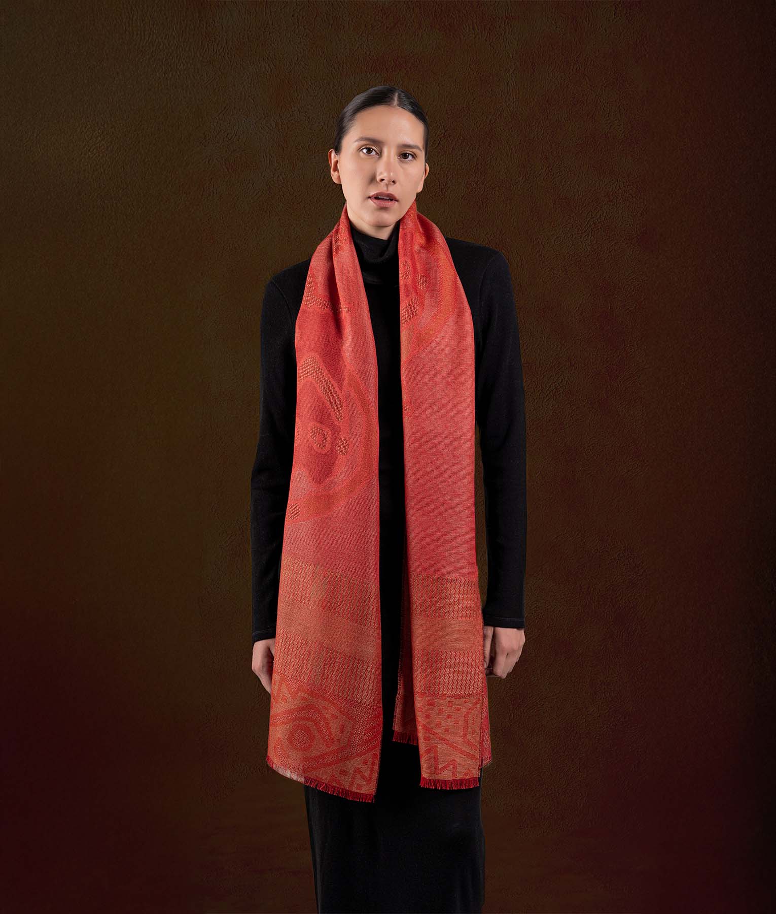 Chancay Dancers Scarf - Ocher Tones