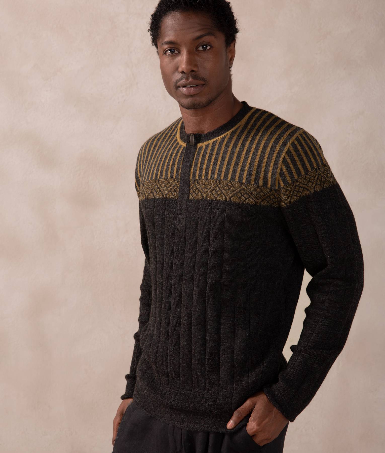 Decab Sweater - Black And Olive Oil