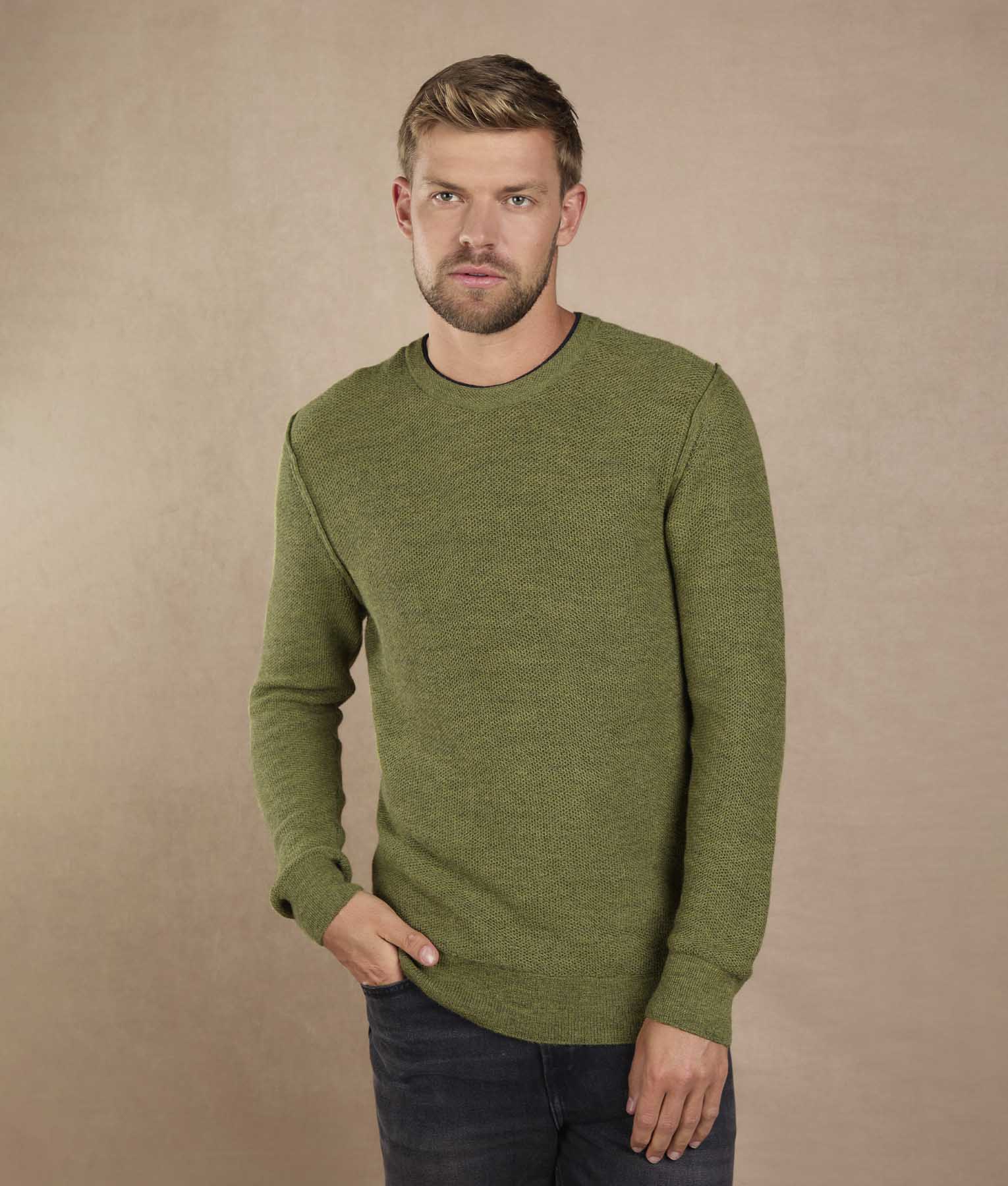 Basic Honey Comb Sweater - Vibrant Moss Green