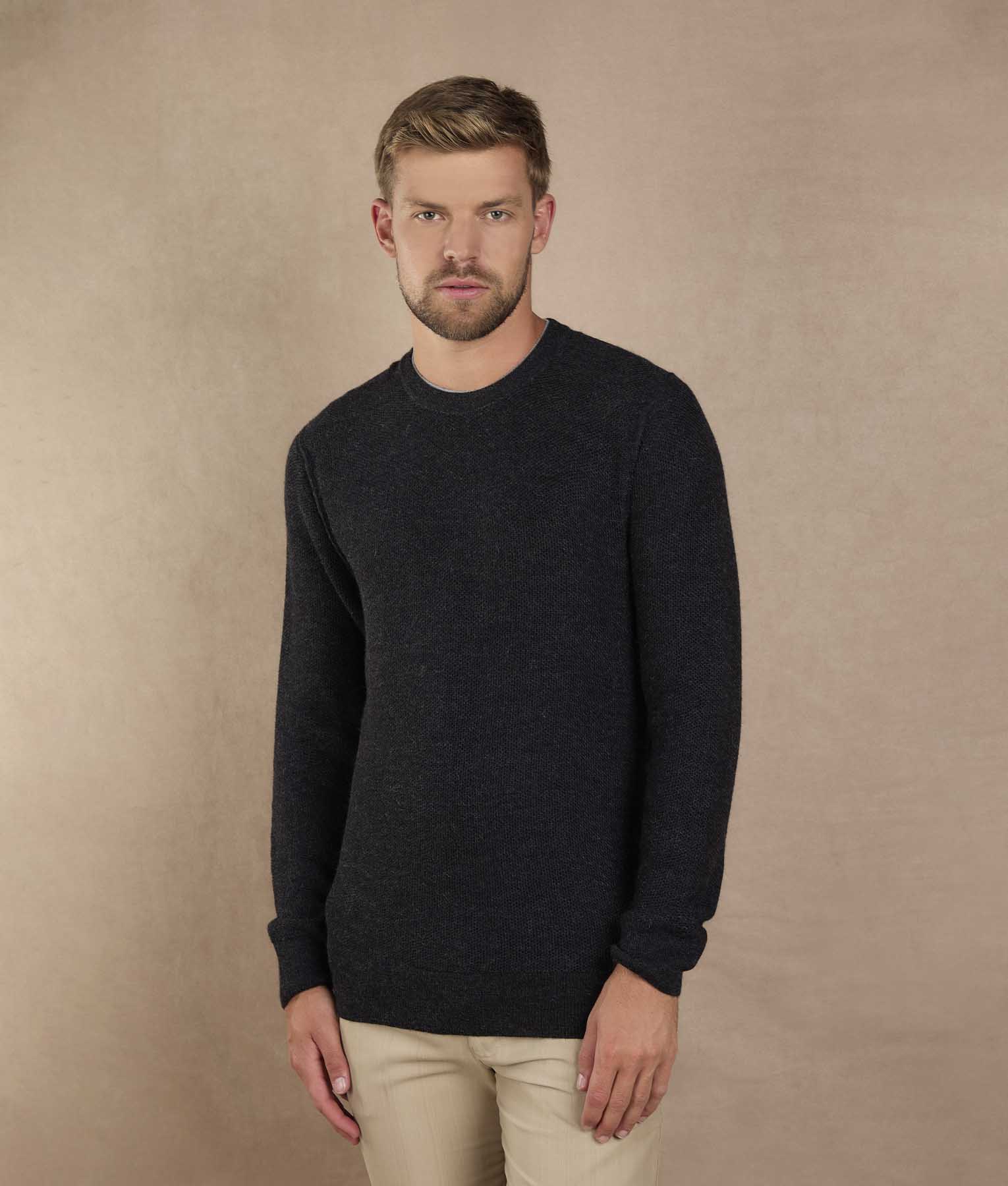 Basic Honey Comb Sweater - Dark Graphite Gray