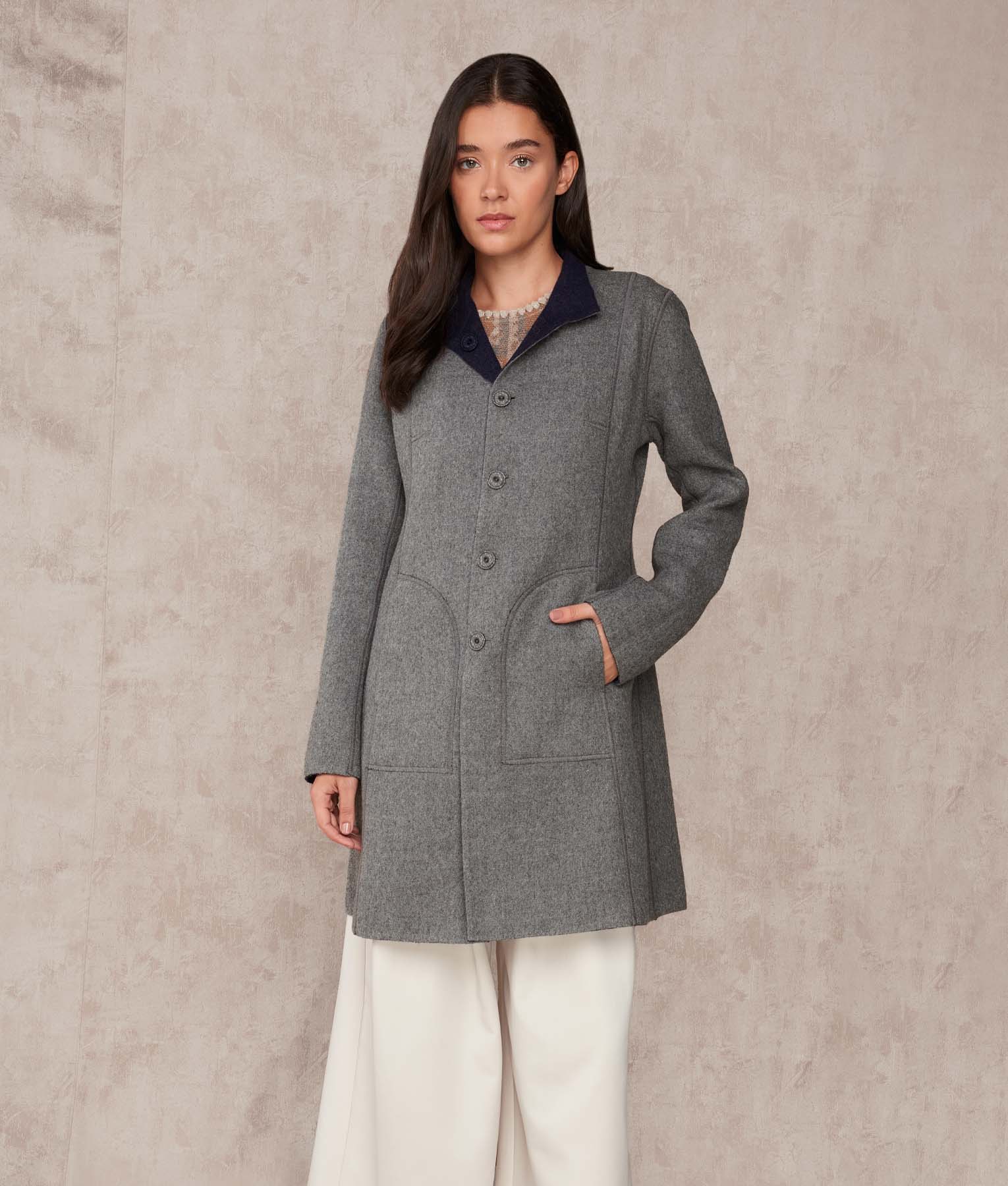 Reversible Baby Alpaca Soft Coat Blue