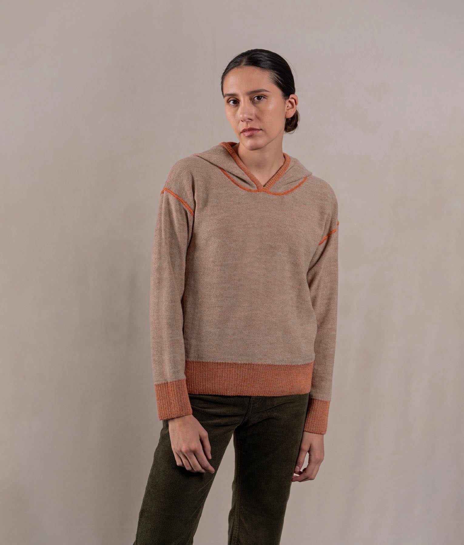 Oversize Sweater - Terracotta Heathered And Sand Beige