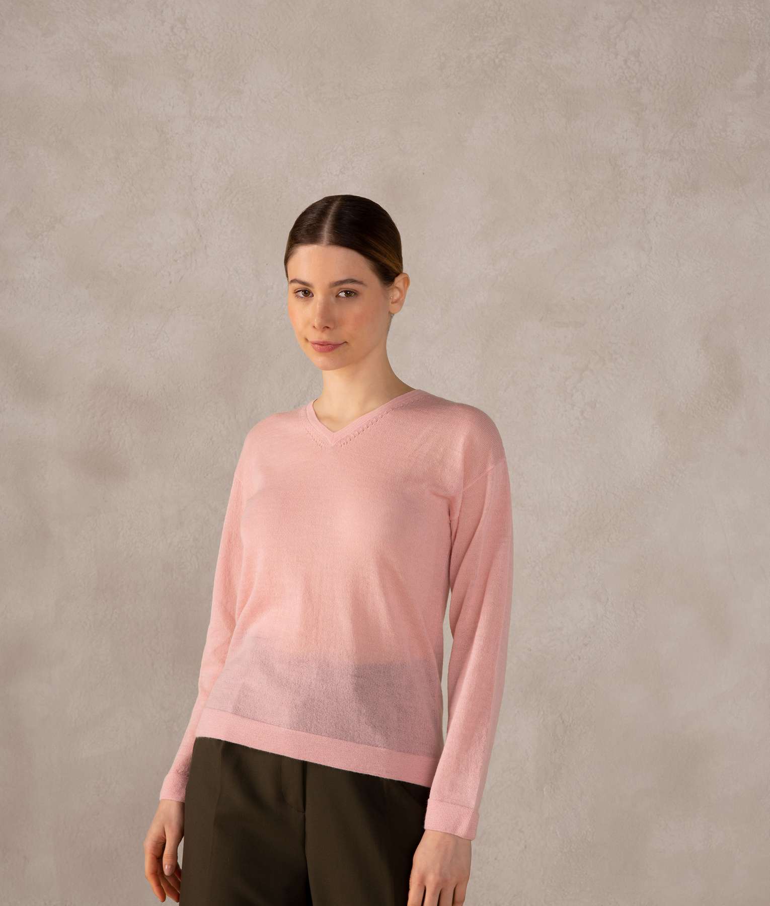 Basic Vee Sweater - Strawberry Cream