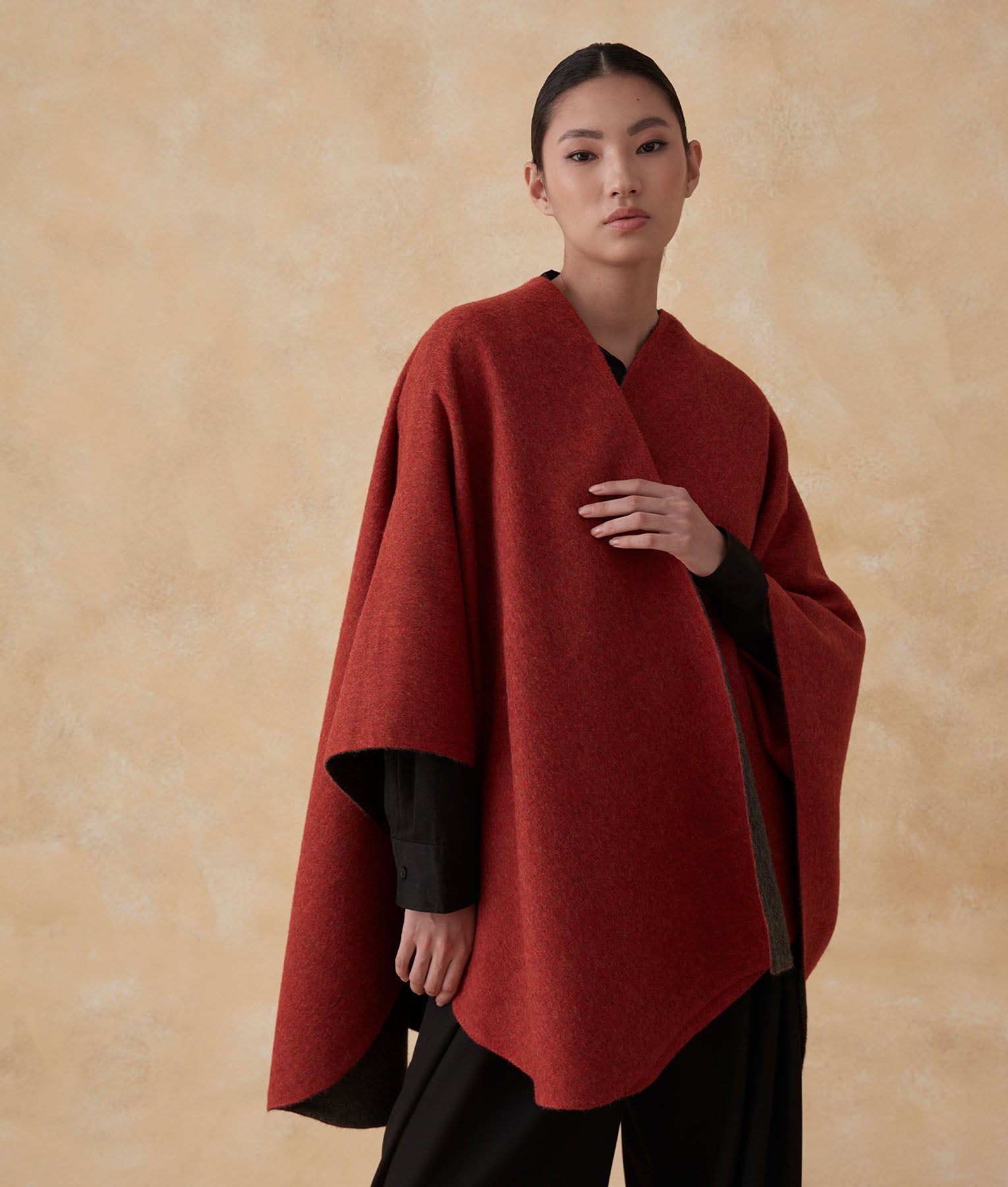 Reversible Soft Cape - Frost Gray And Mars Red