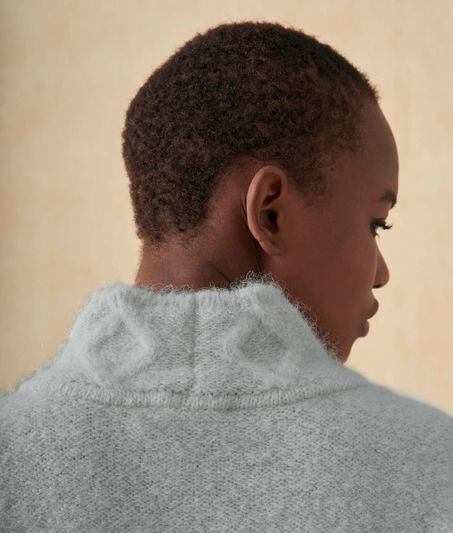 Cables High Neck Sweater - Winter Sky