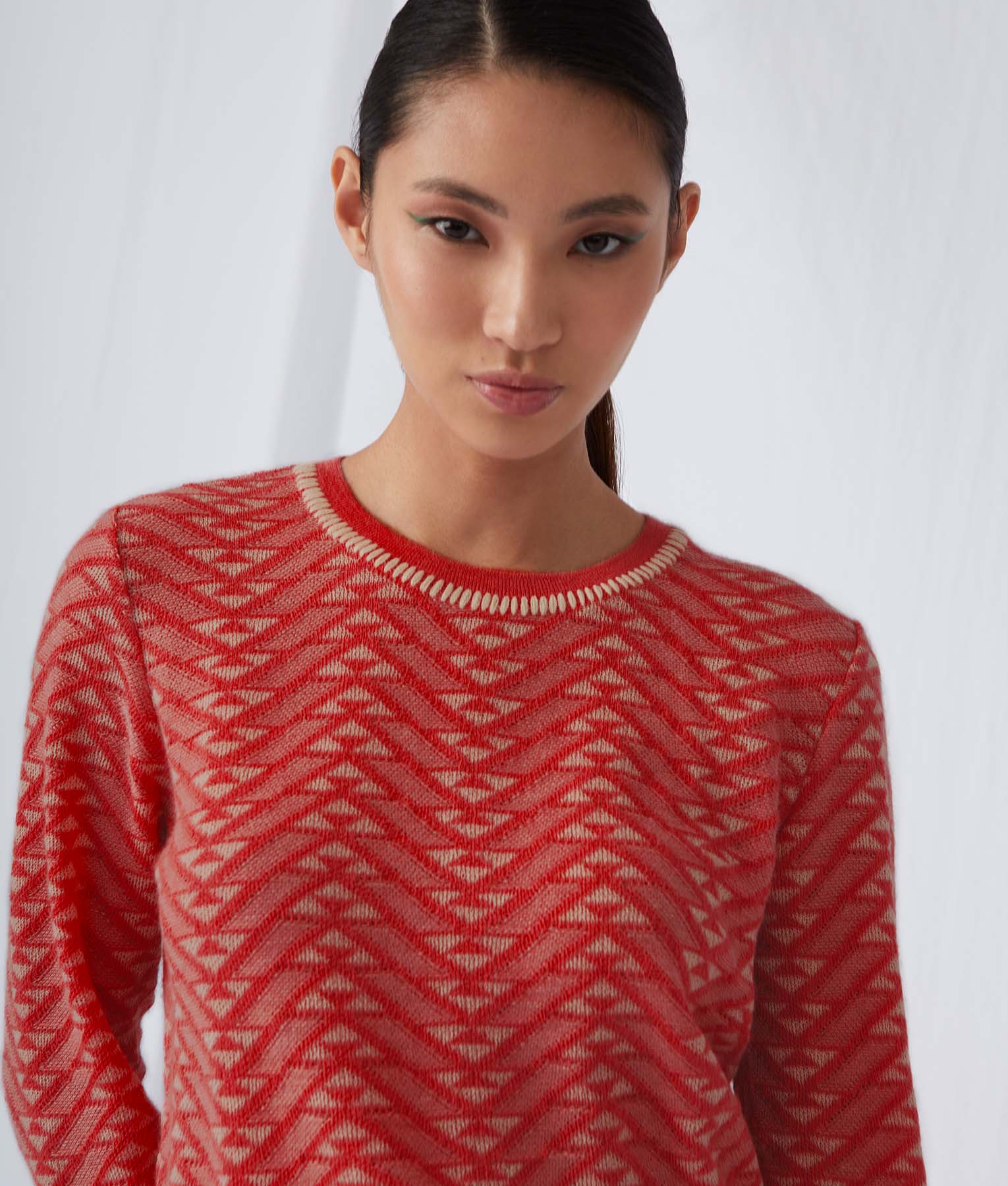 Sunshine Basic Sweater - White Snow And Scarlet Flame