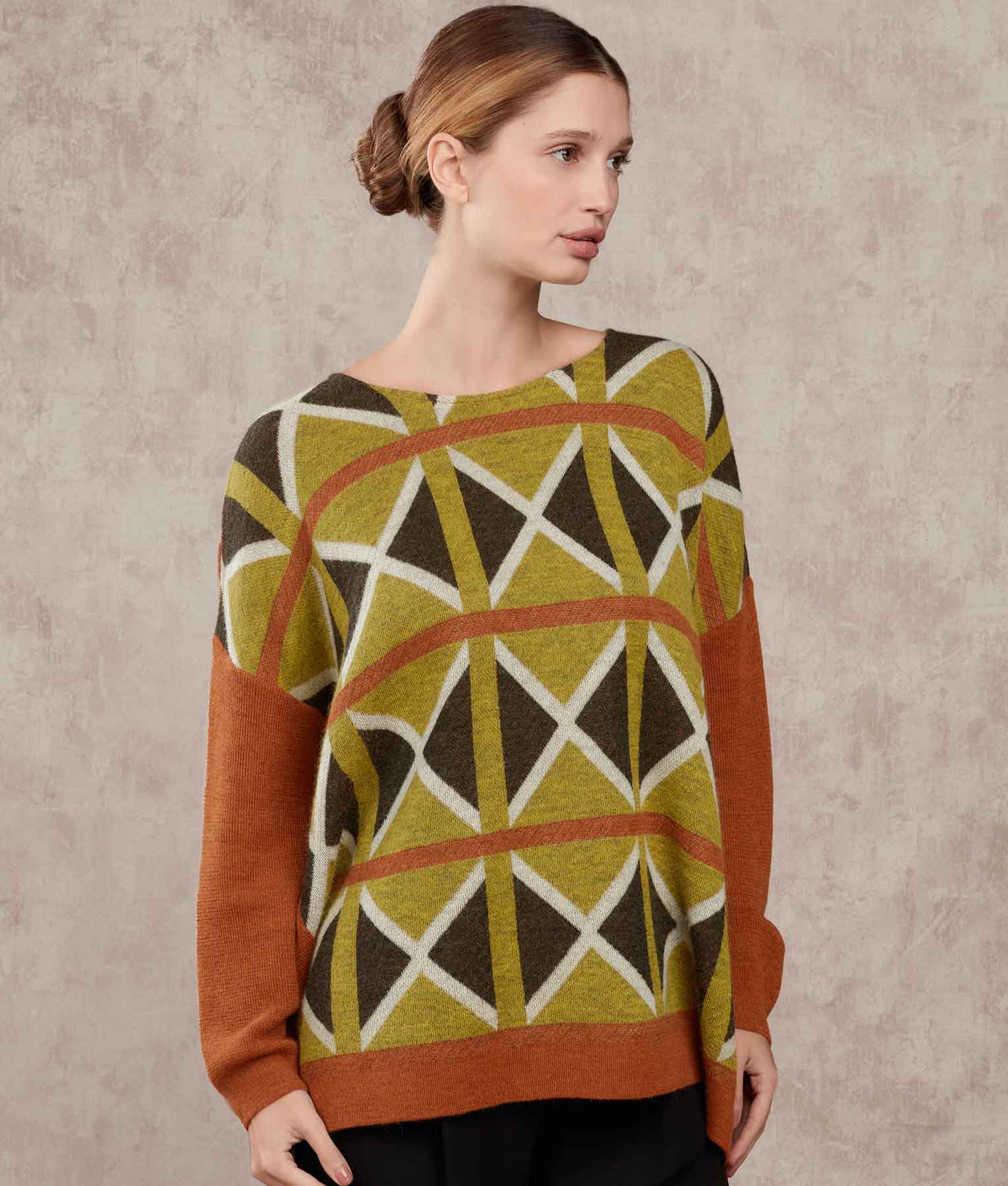 Loose Poncho And Collar - Molten Lava And Vallarta Blue