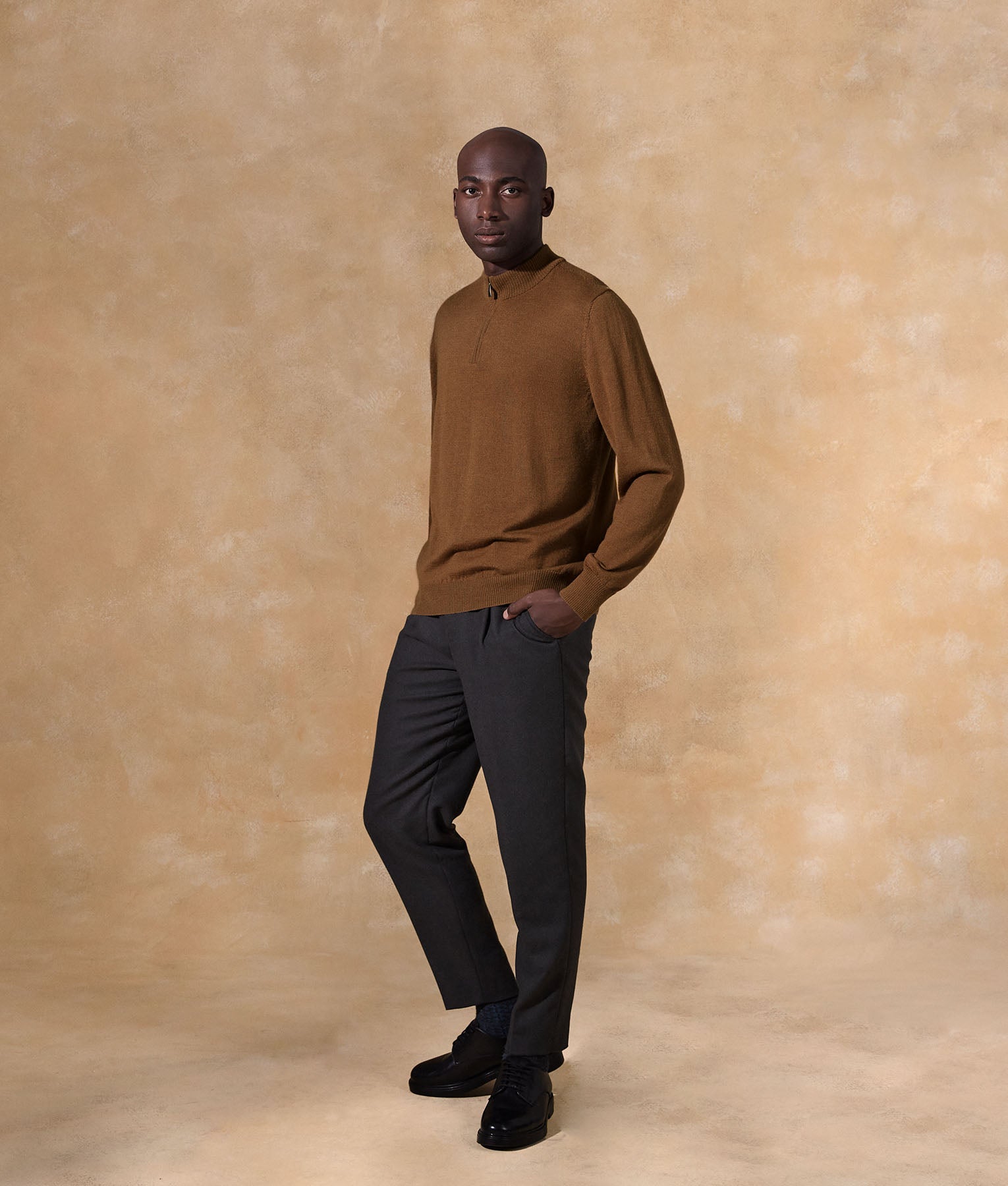 Basic Jersey Mock Neck Sweater - Toasted Coconut