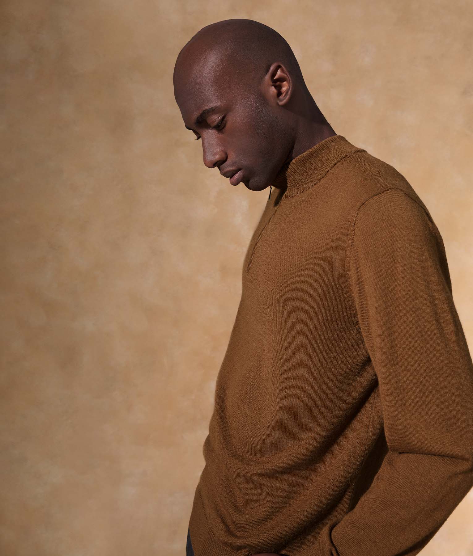 Basic Jersey Mock Neck Sweater - Toasted Coconut