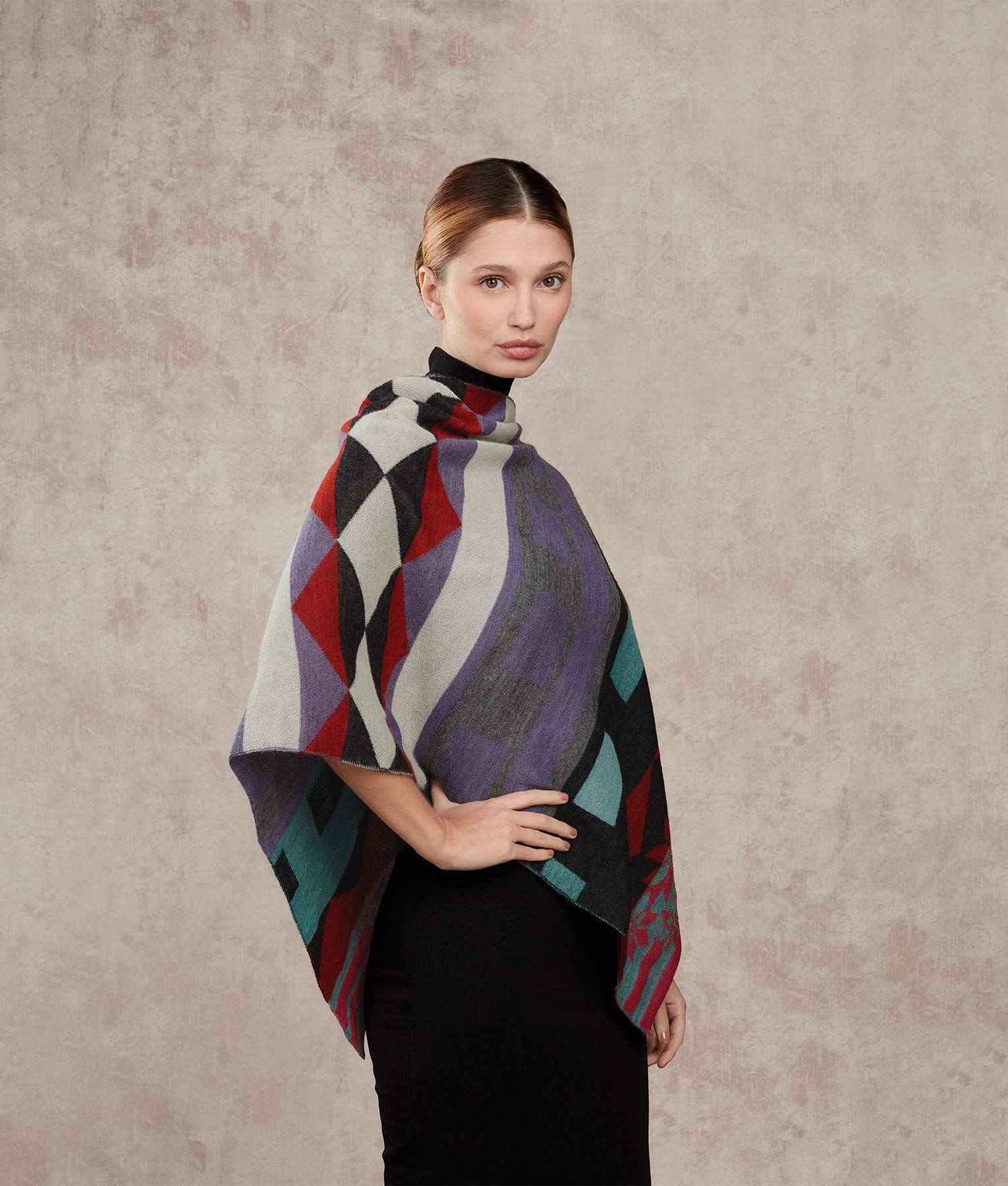 El Pontro Poncho - Dusty purple and Turquoise haze