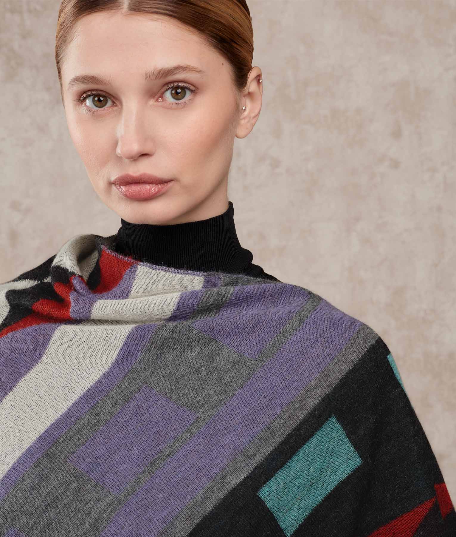 El Pontro Poncho - Dusty purple and Turquoise haze