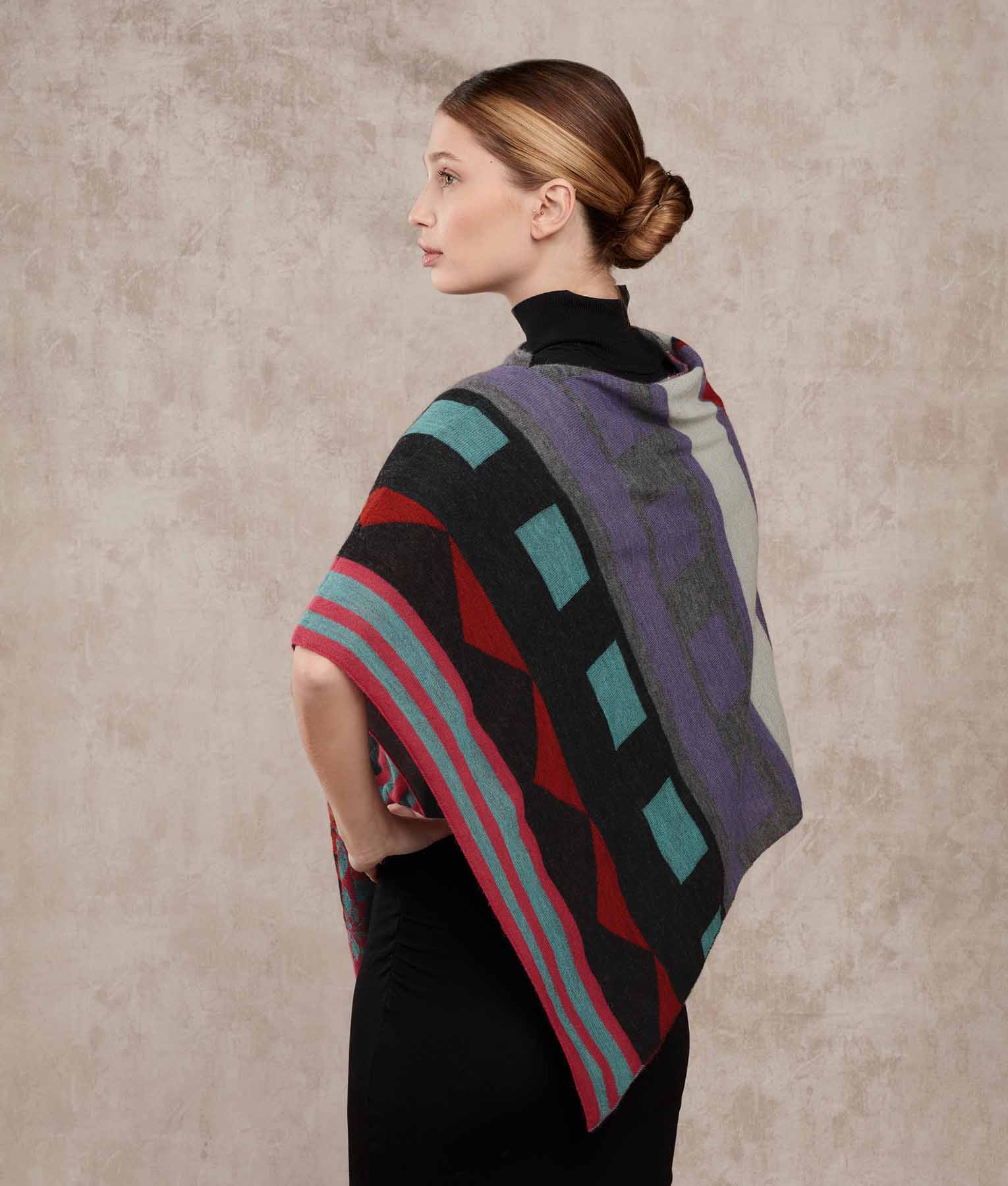 El Pontro Poncho - Dusty purple and Turquoise haze