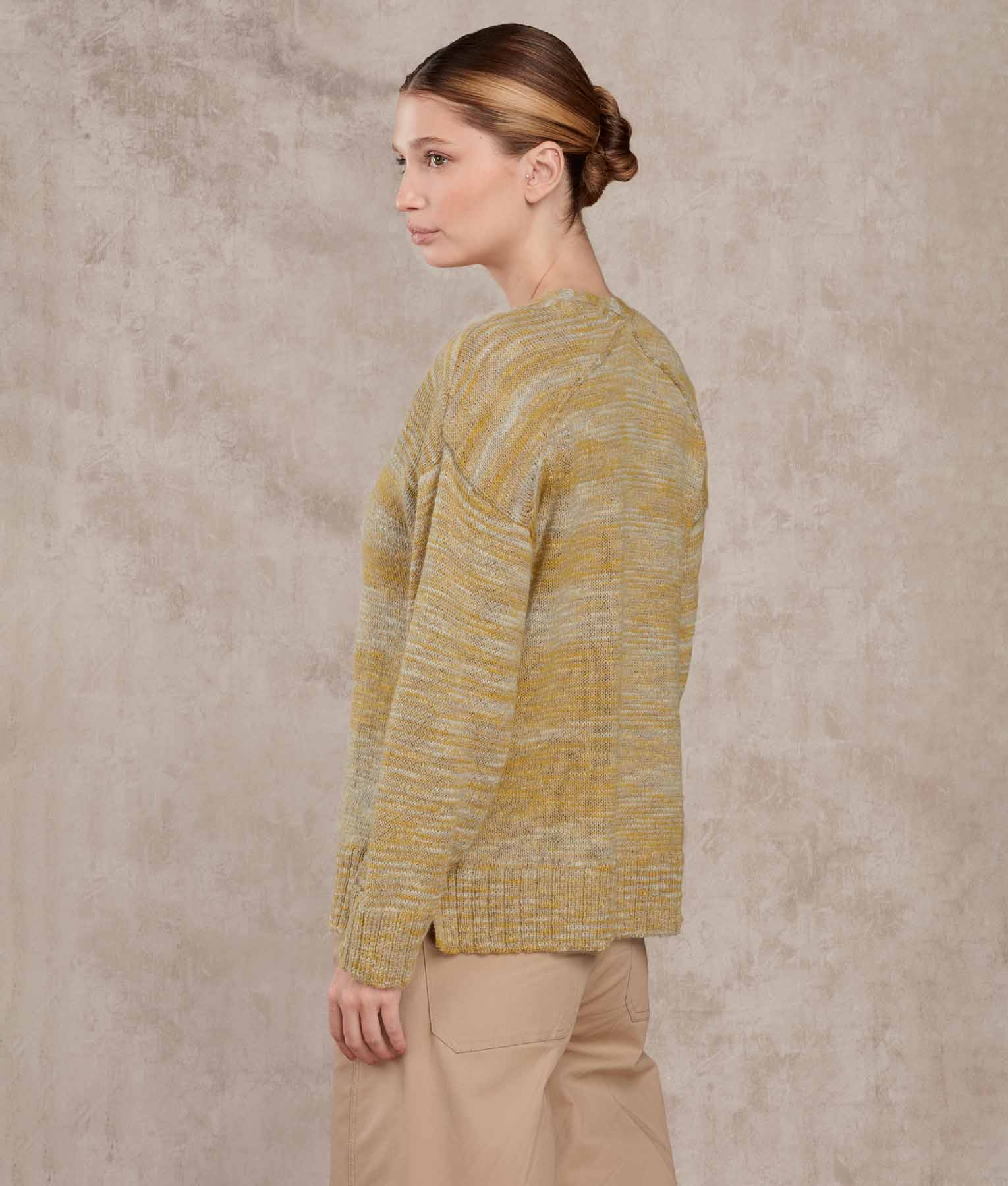 Oversized V Neck Sweater - Goldfinch And Bright White