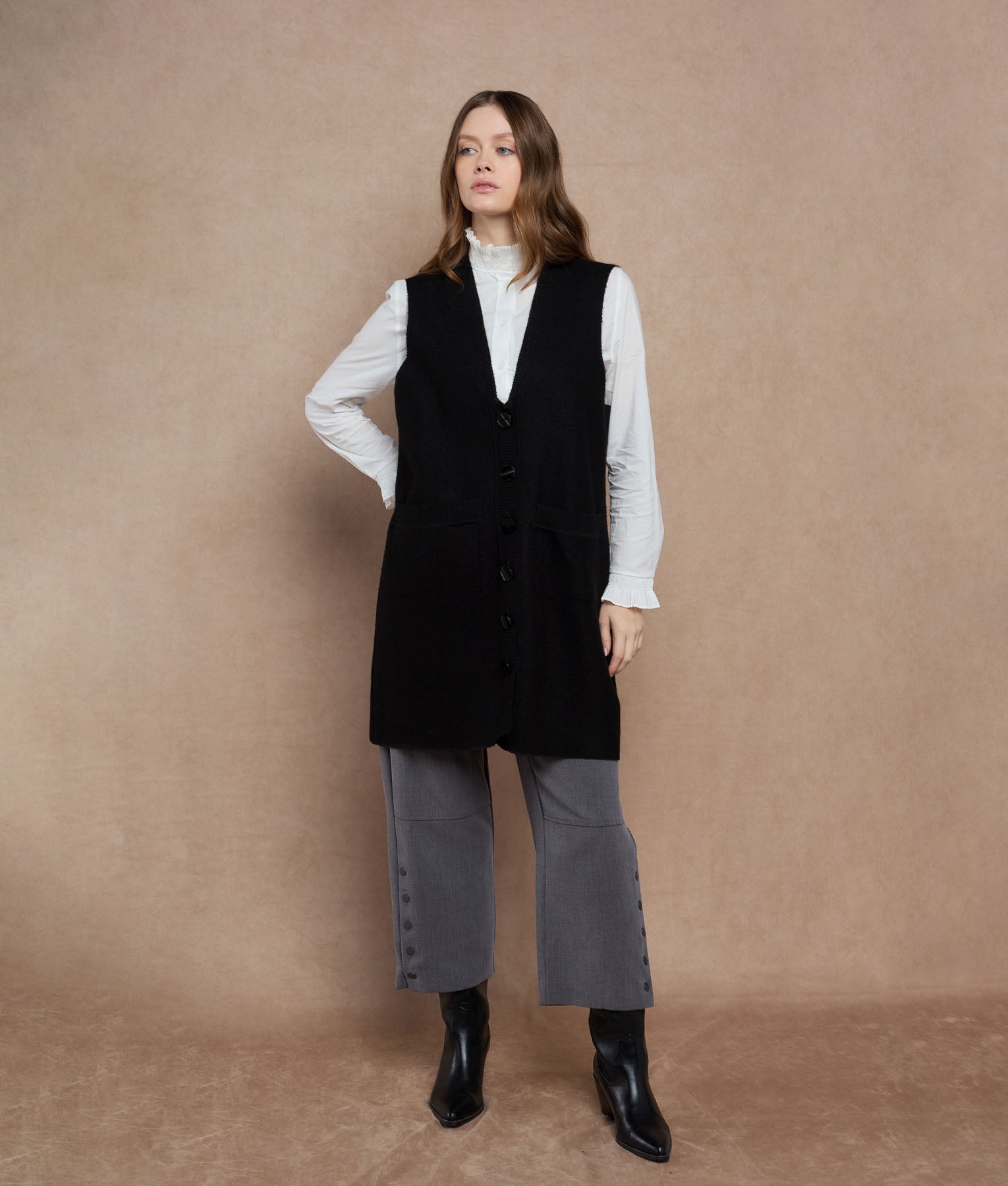 Long Vee Neck Vest