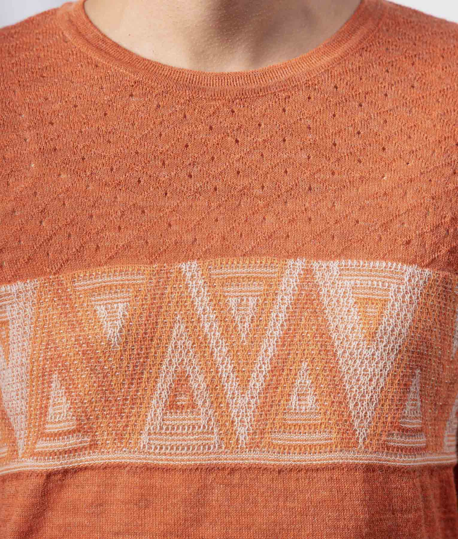 Triangles O Neck Sweater - Terracotta And Light Beige