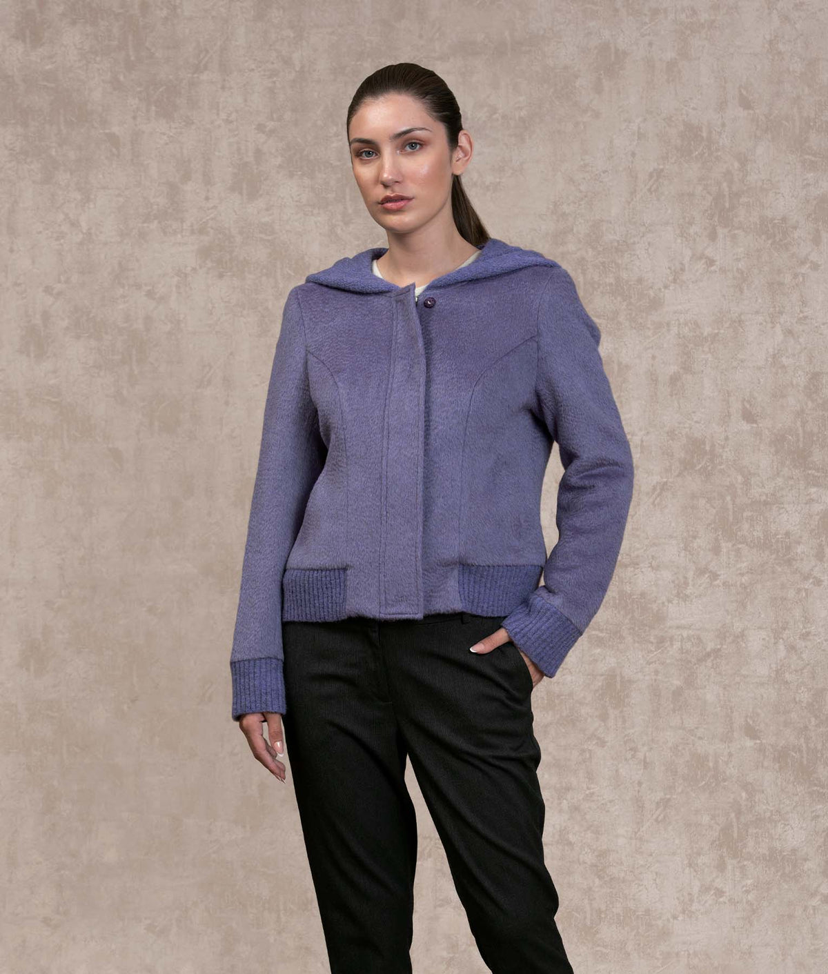 Short Hoodie Baby Alpaca & Wool Jacket