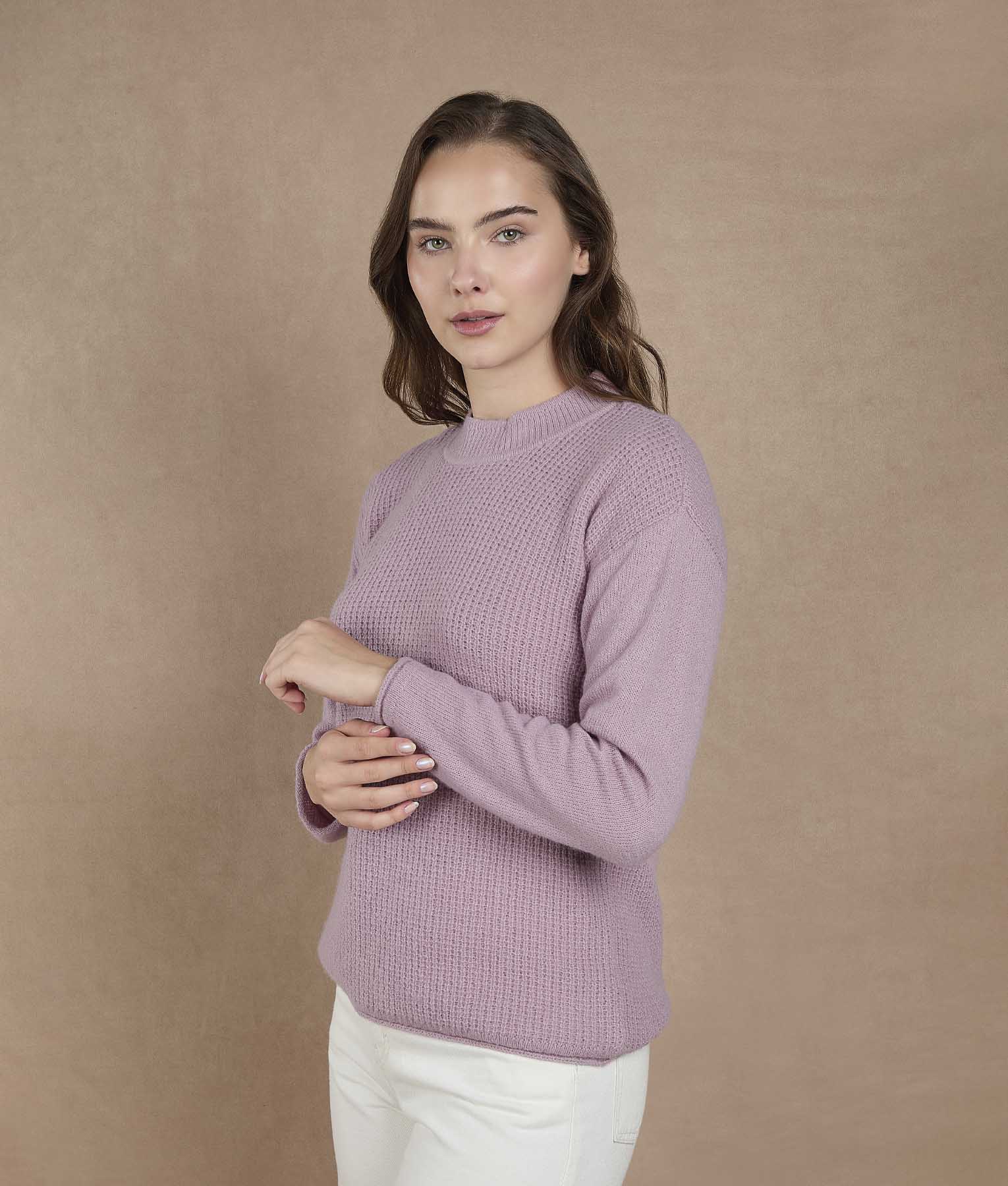 Pink Lavender Mock Neck Sweater