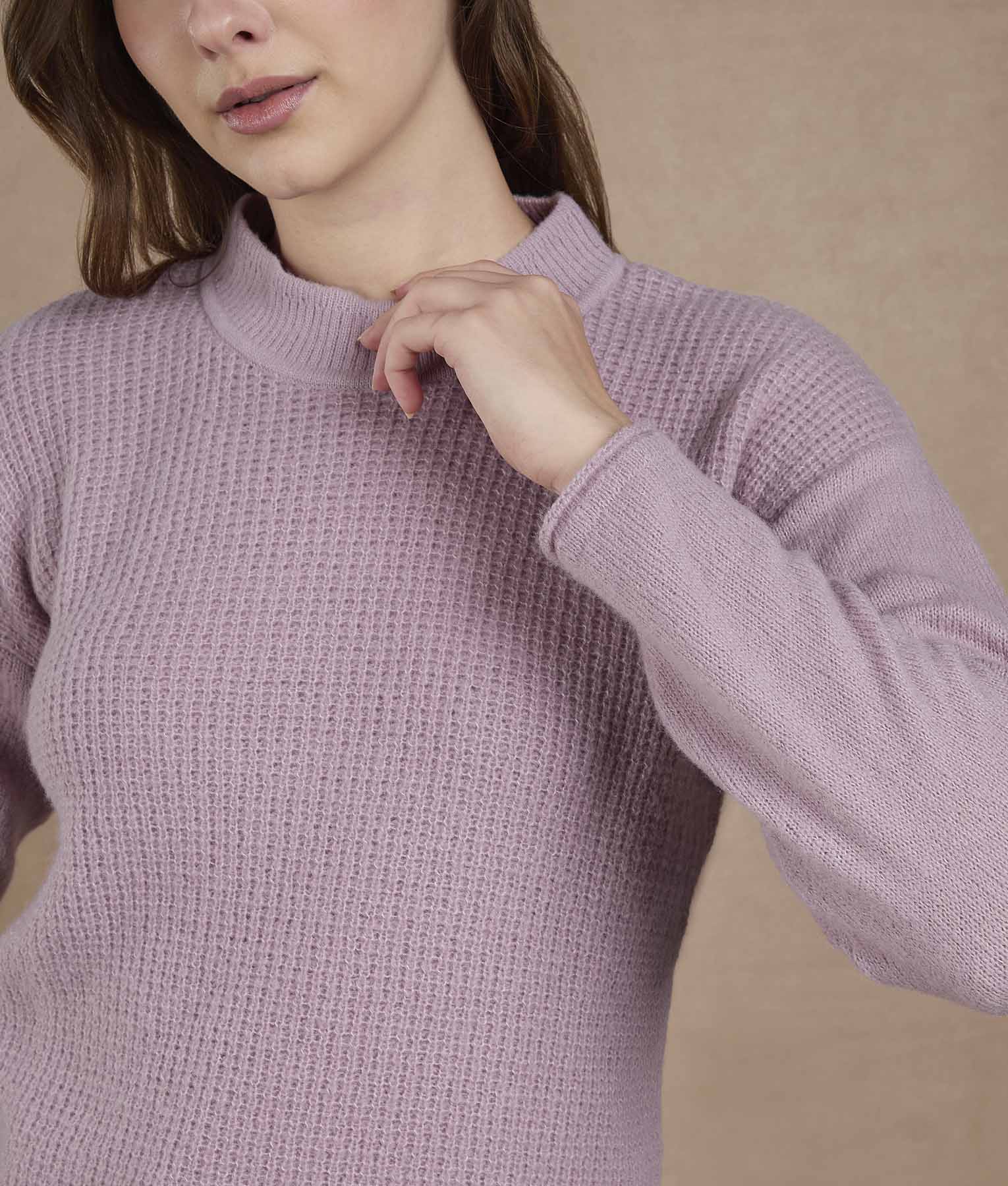Pink Lavender Mock Neck Sweater