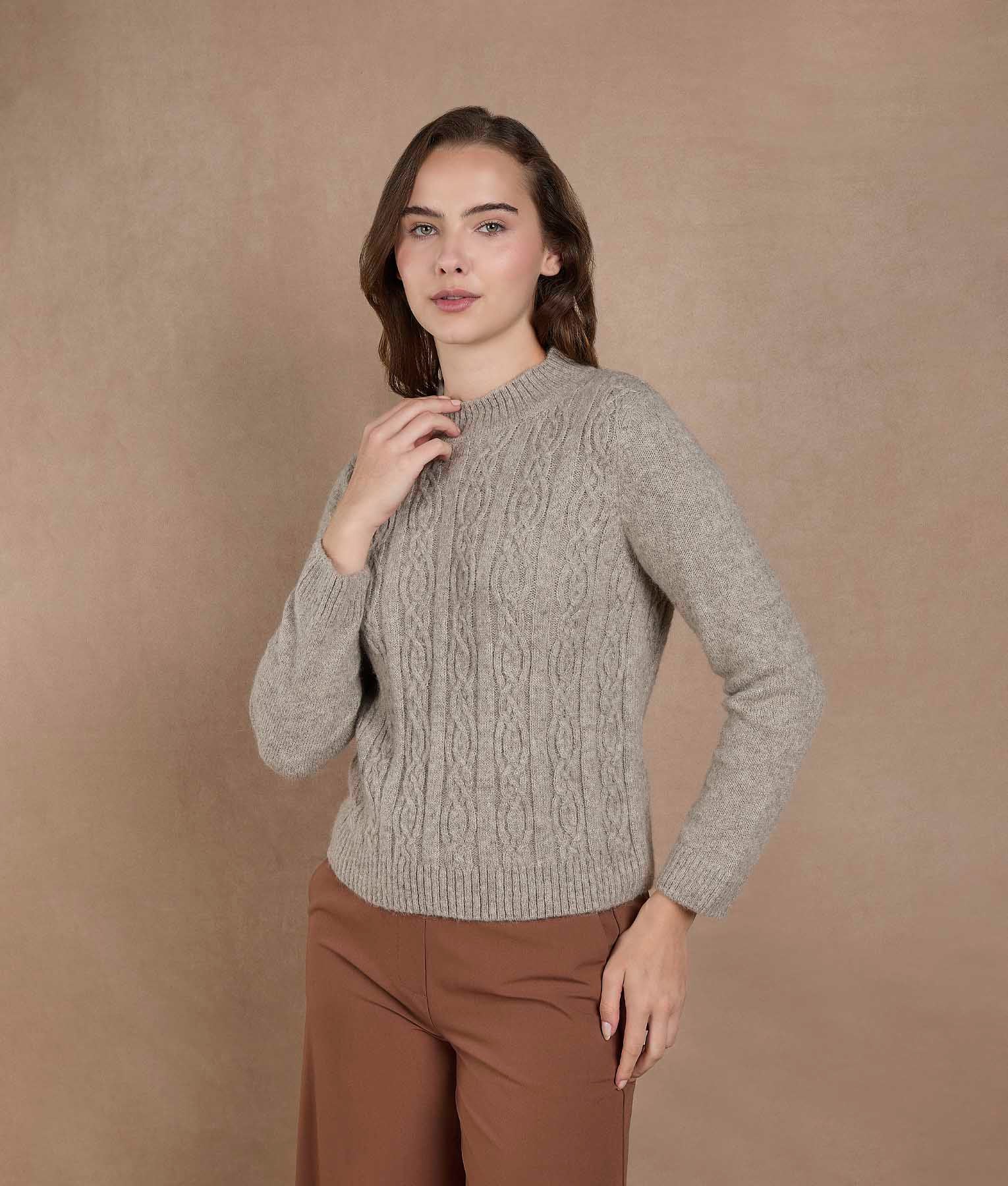 Warm Gray Turtleneck Sweater
