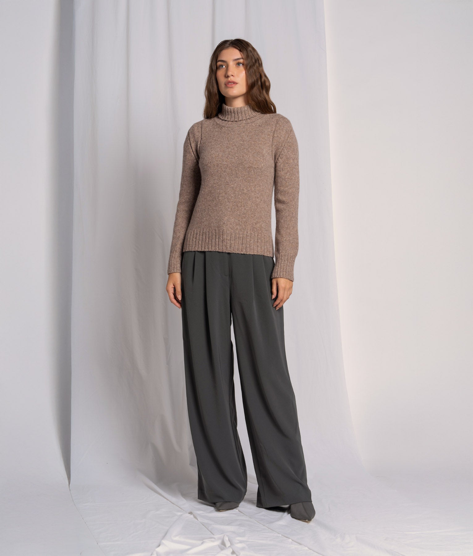 Jacquard High-Neck Long Sleeves Sweater Tops