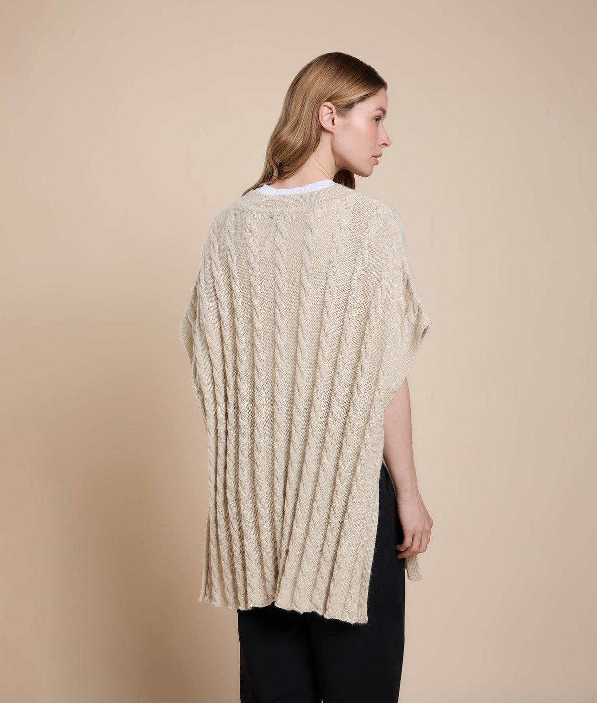 Braided Texture Sleeve Poncho