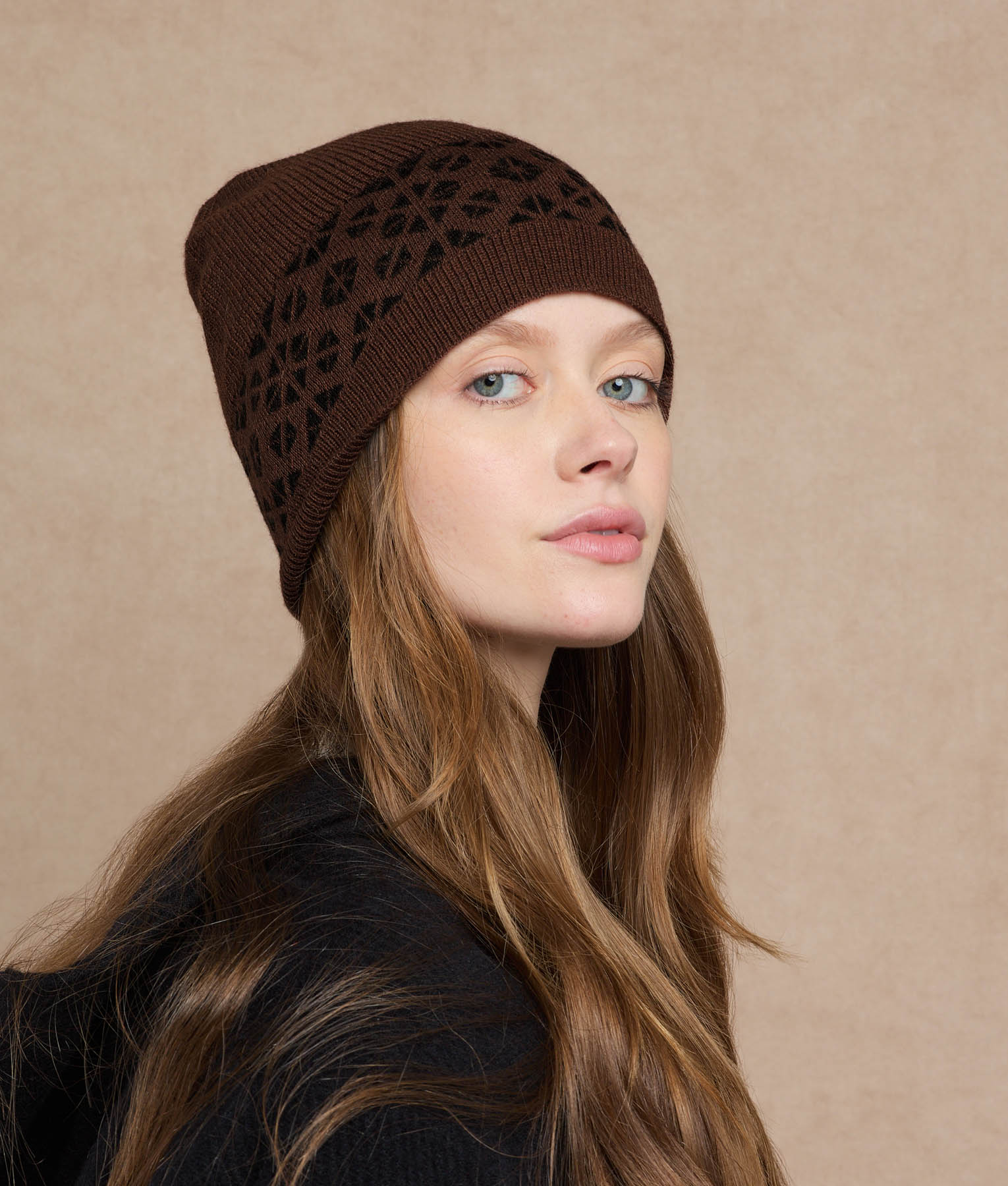 Jacquard & Ribs Reversible Beanie