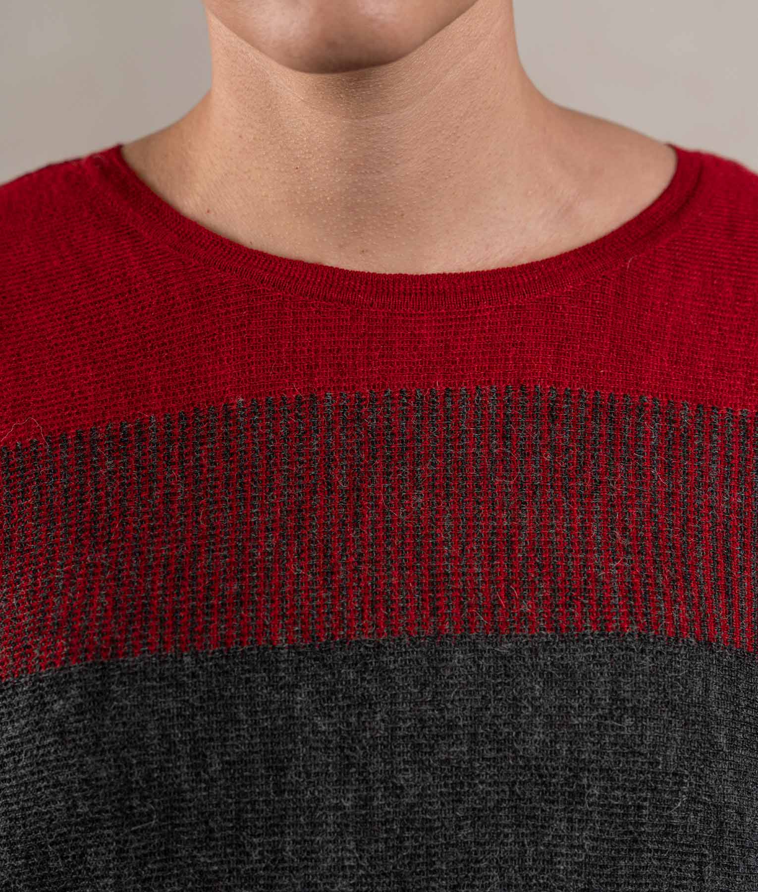 Easy Fit Sweatshirt Sweater - Deep Red And Dark Grey