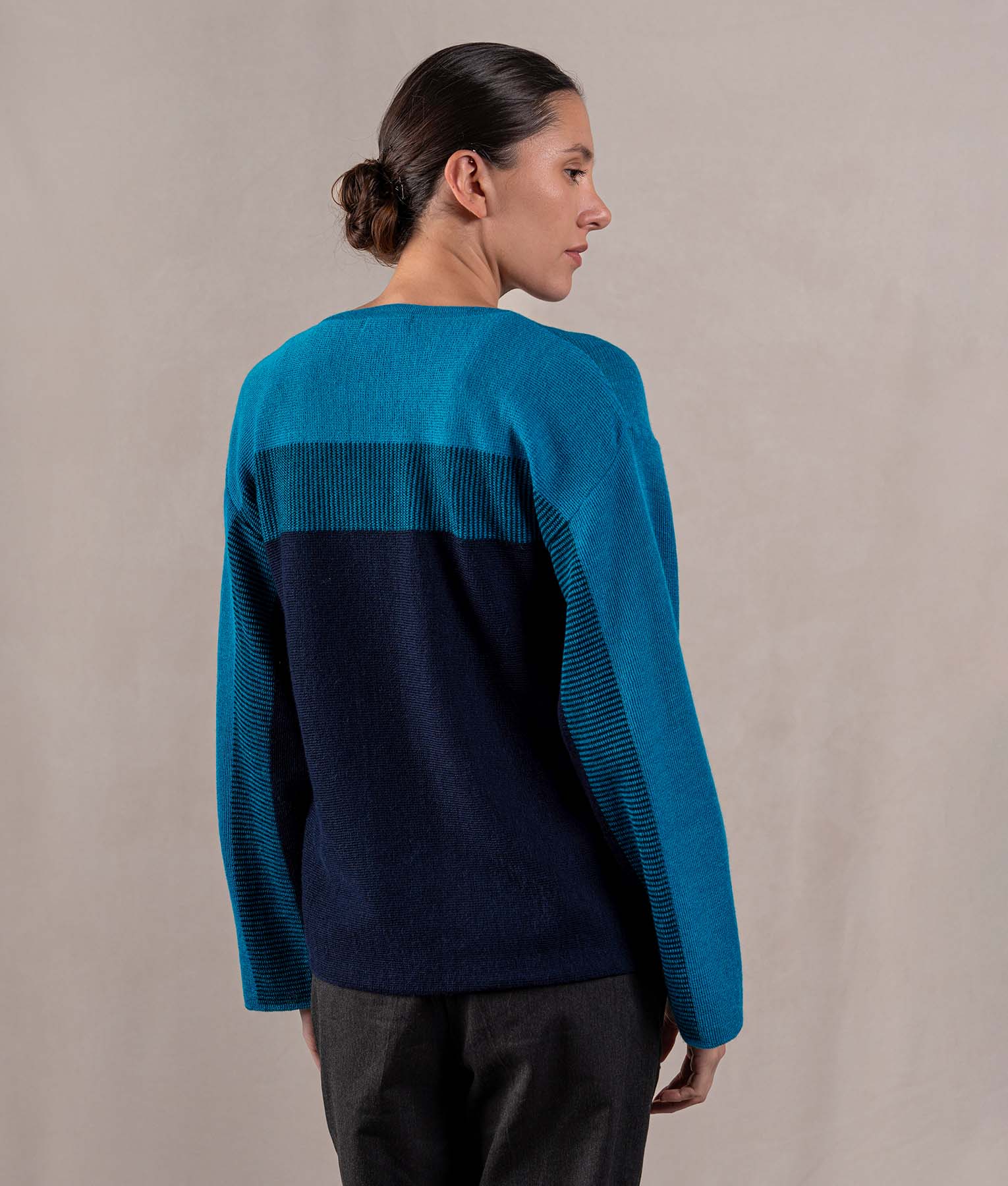 Easy Fit Sweatshirt Sweater - Teal Blue And Midnight Navy