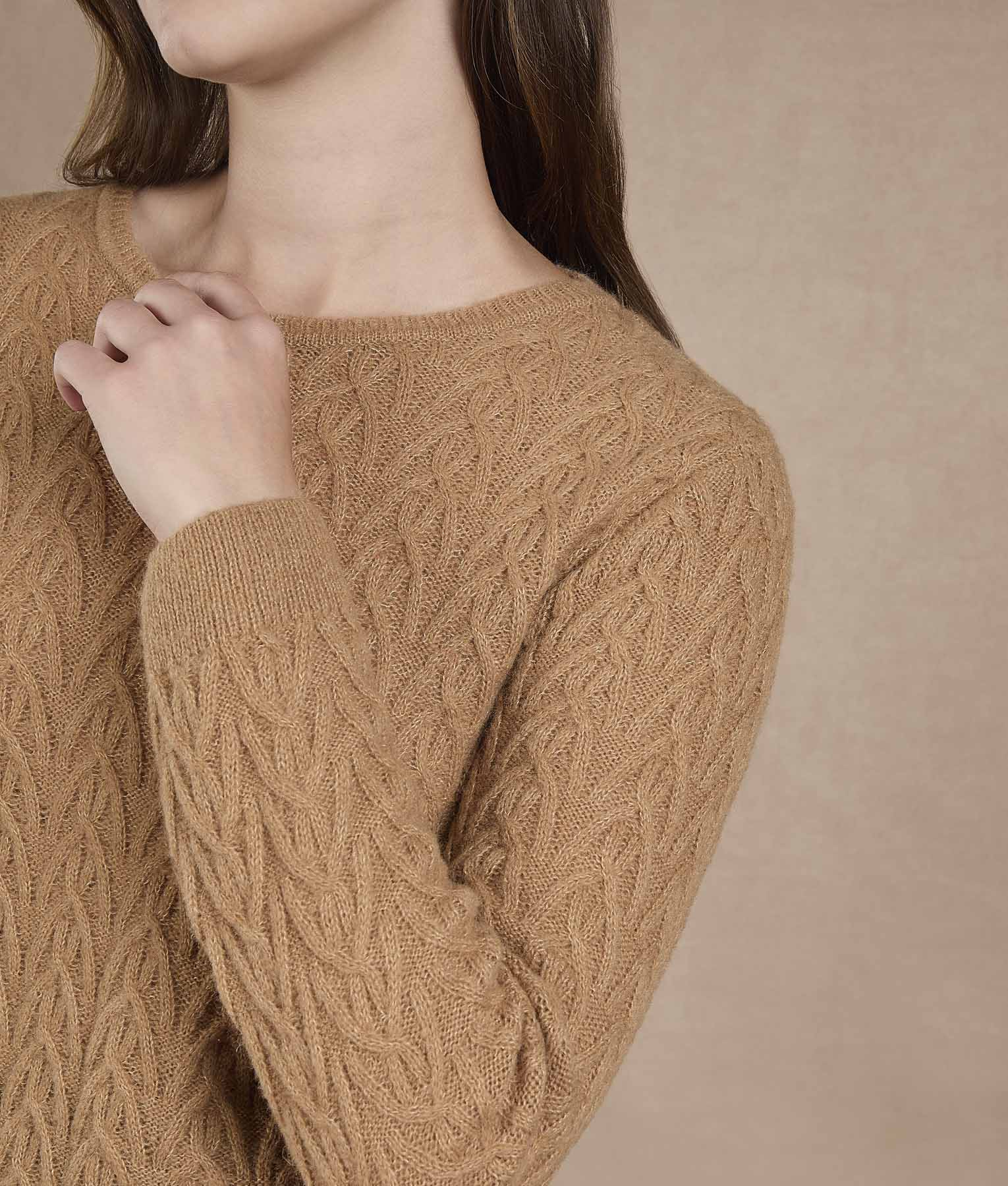 Toasted Coconut Leafy Lace Sweater