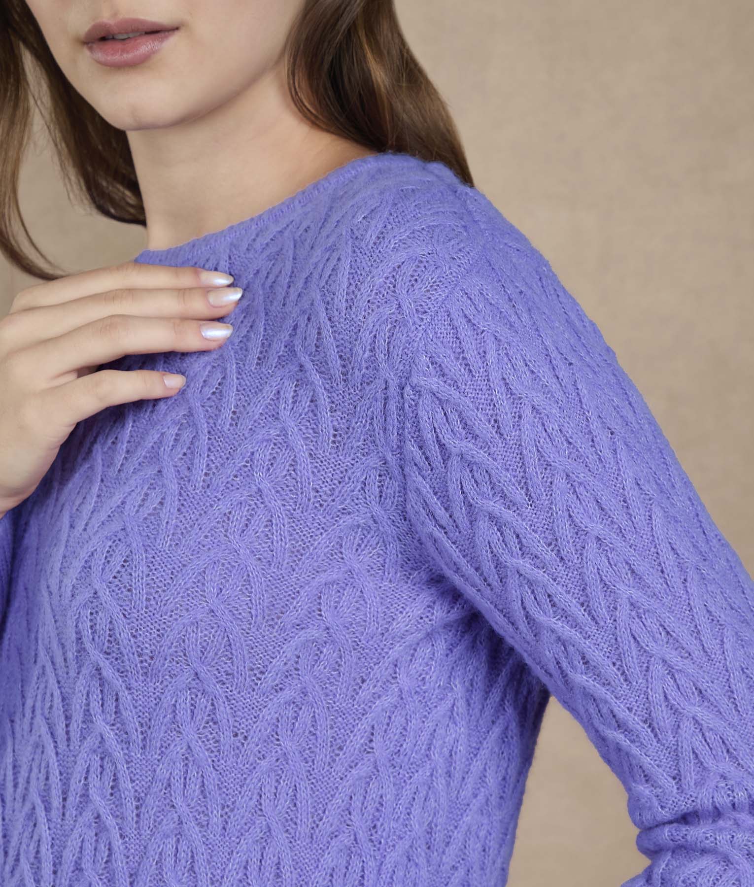 Violet Leafy Lace Sweater