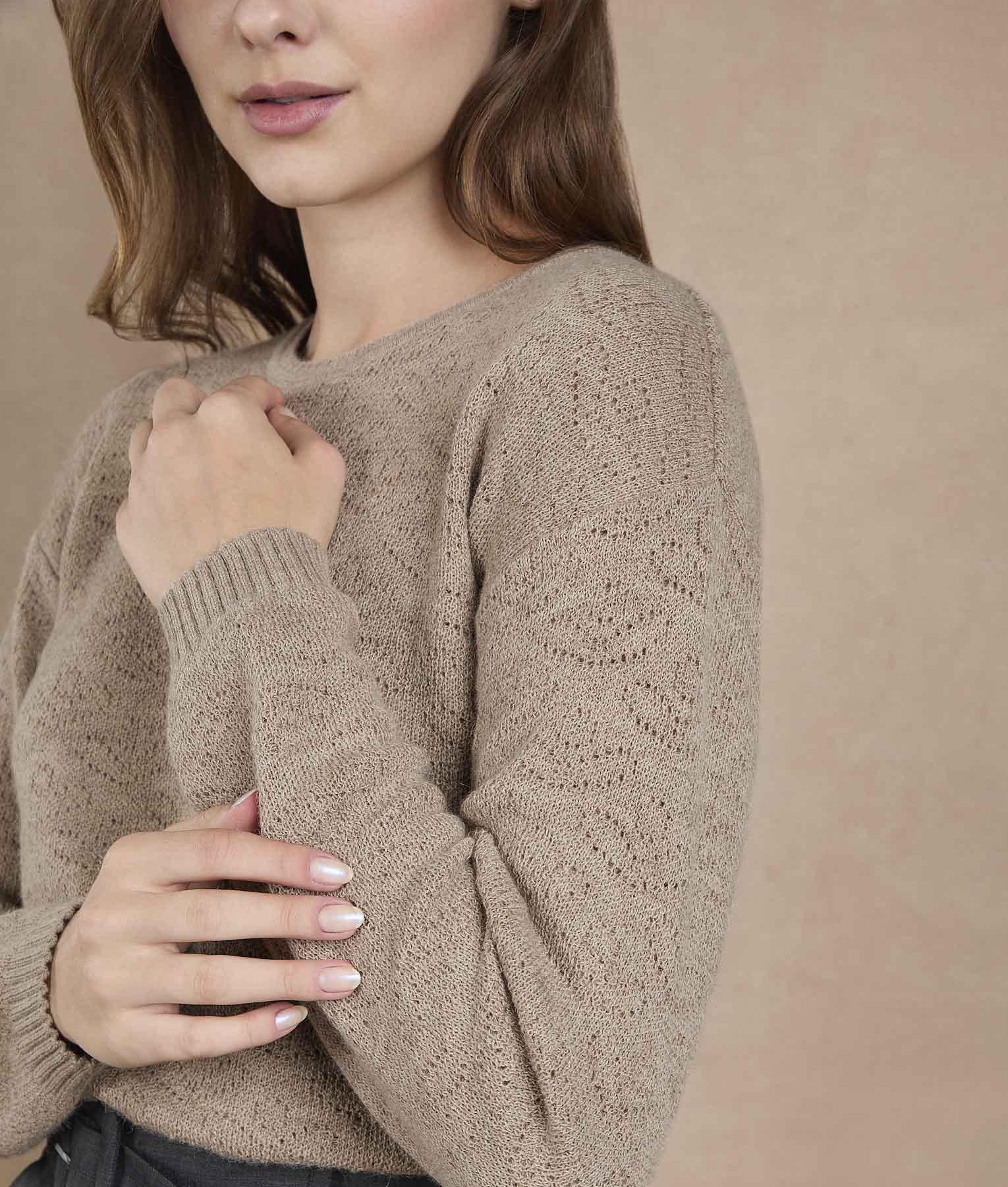 Natural Beige Flower Sweater
