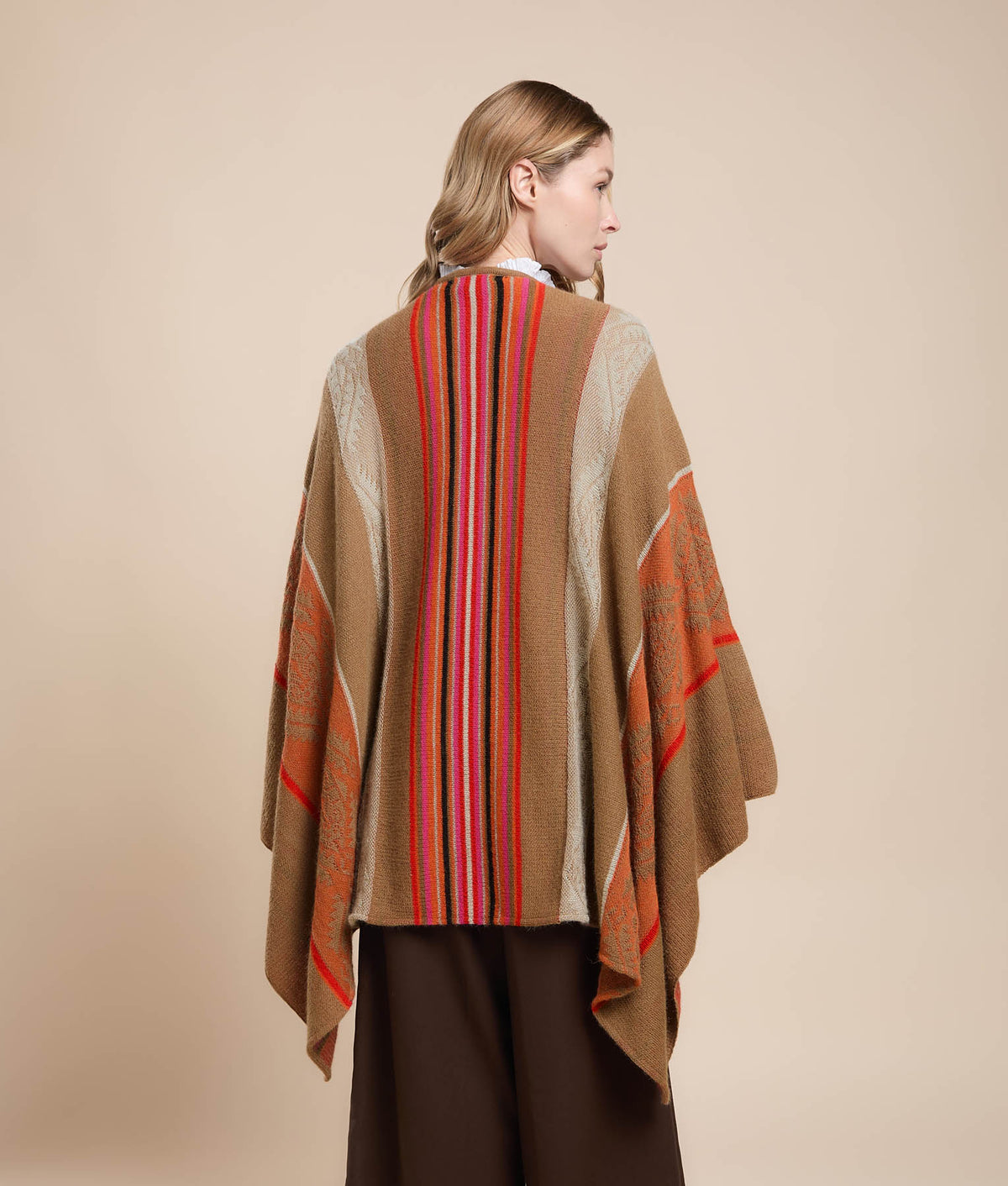 Irregular Stripe Jacquard Cape