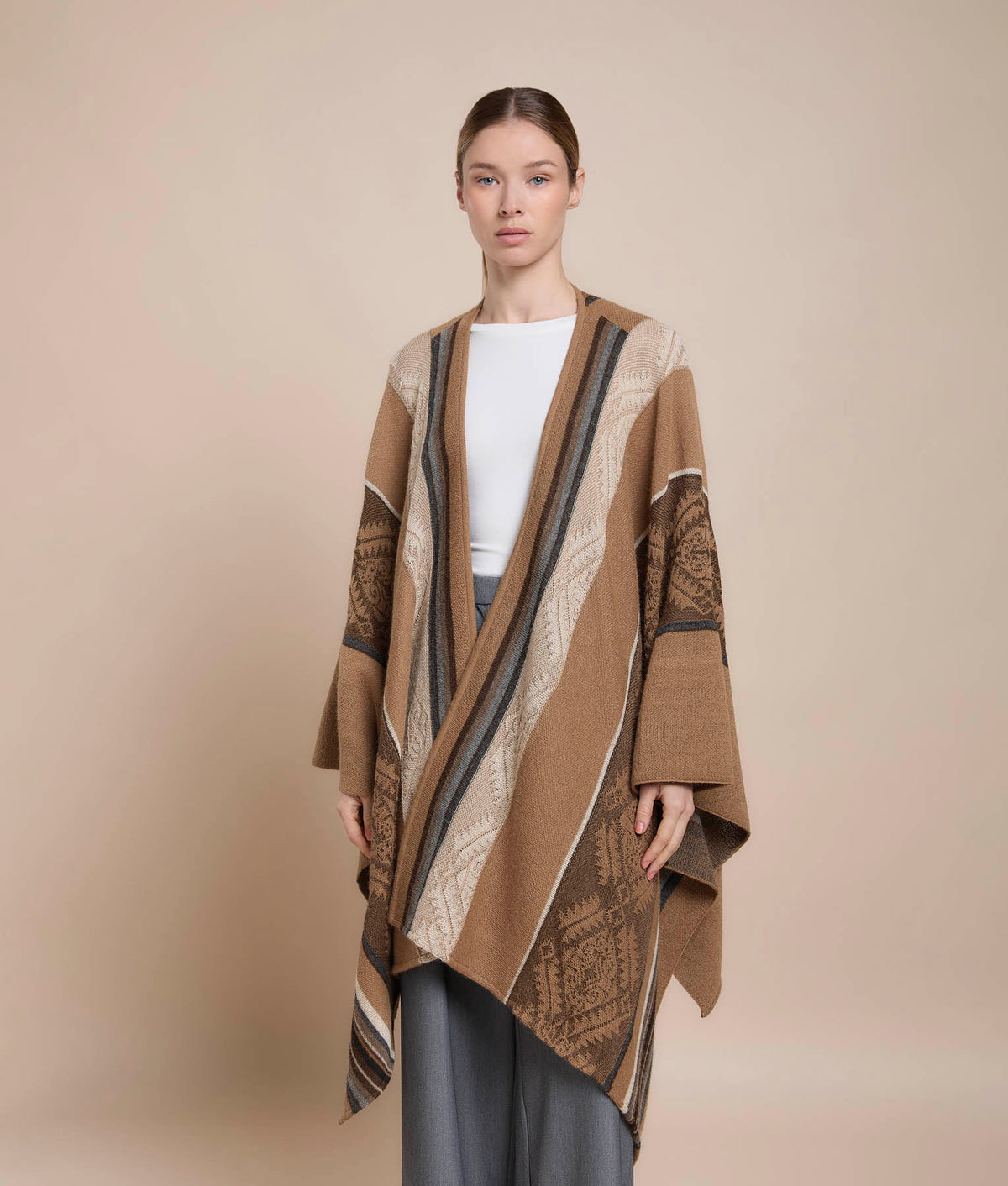 Irregular Stripe Jacquard Cape