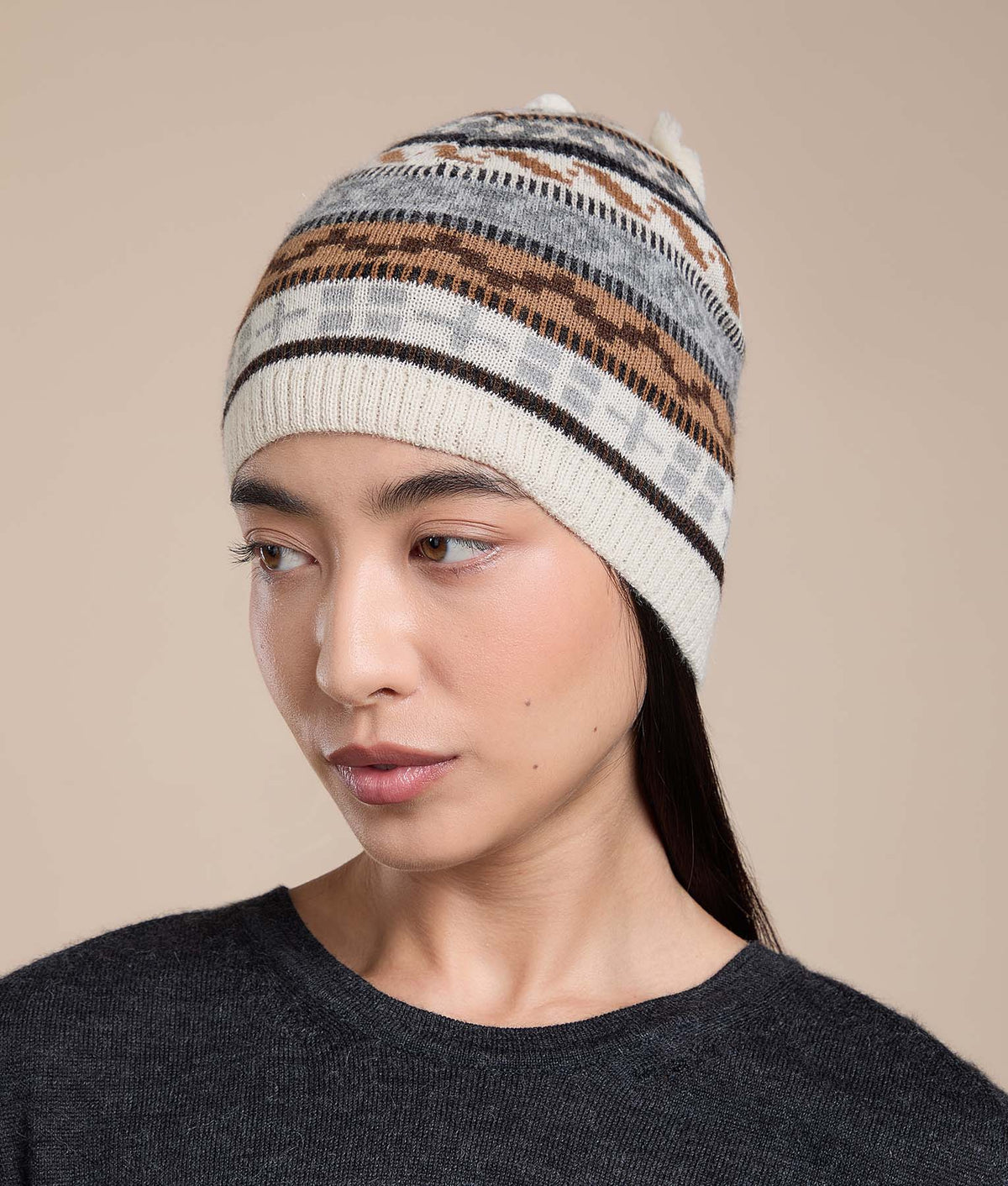 Jacquard Pom-Pom Beanie