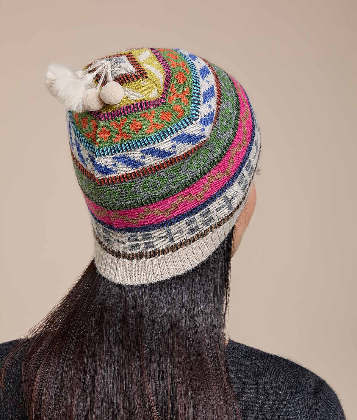 Jacquard Pom-Pom Beanie