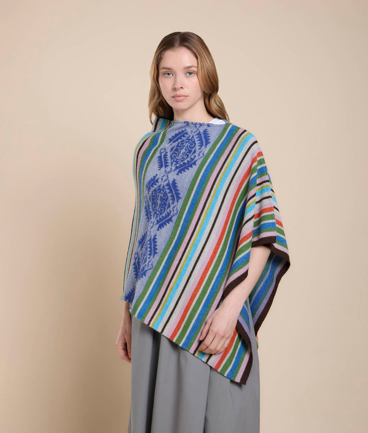 Striped Jacquard Poncho