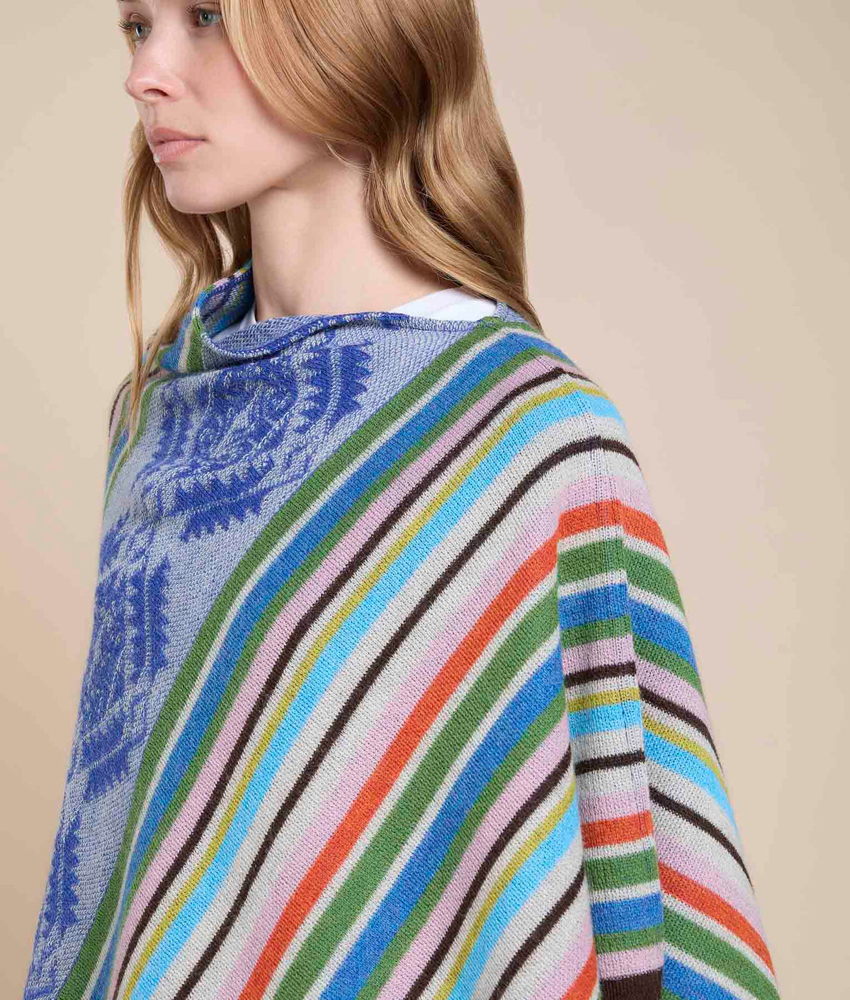 Striped Jacquard Poncho
