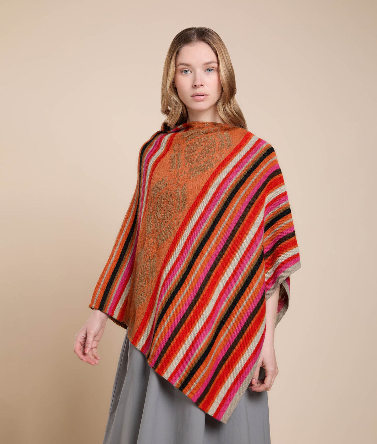 Striped Jacquard Poncho